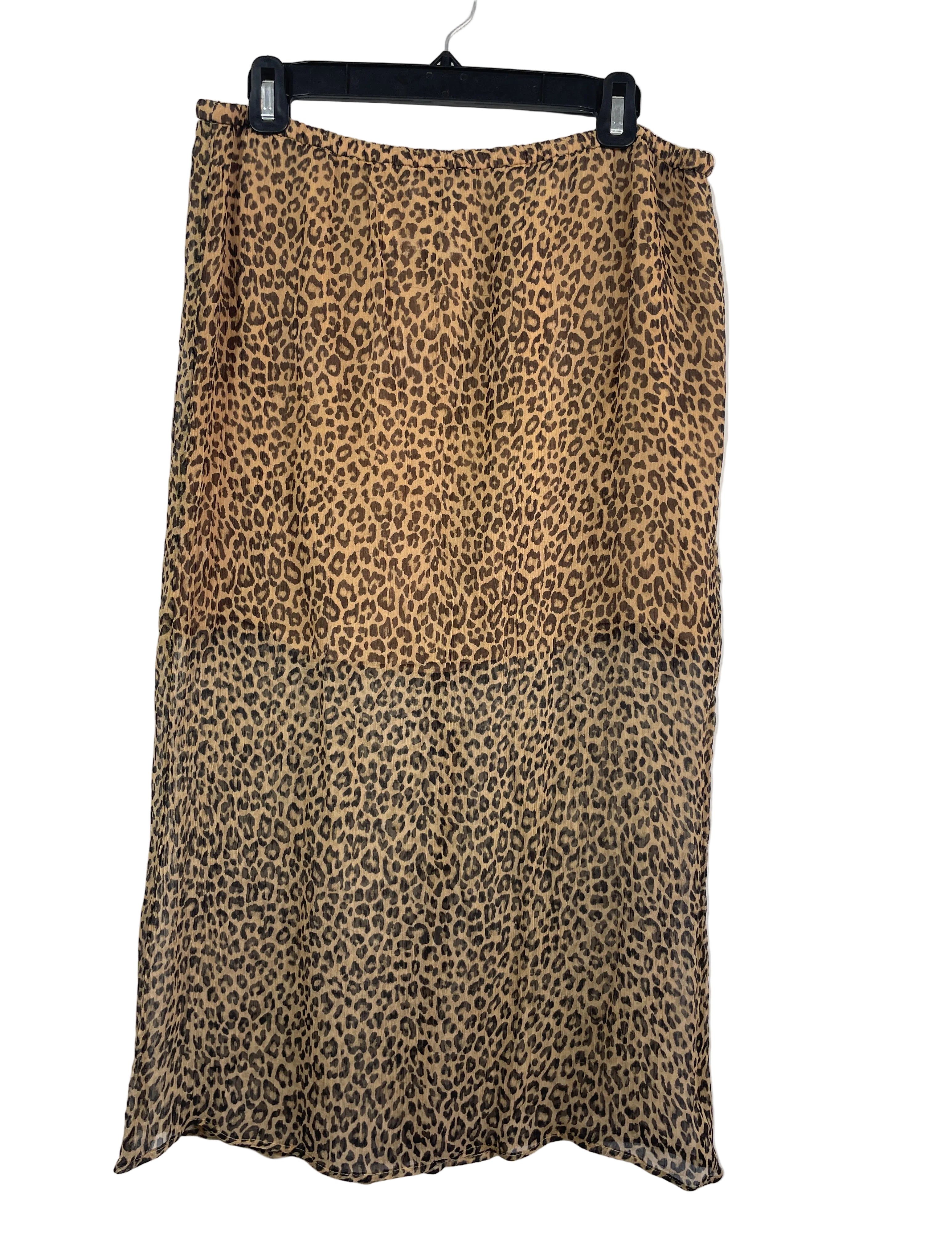 J.Crew tan black leopard print cupro midi skirt size Medium front view