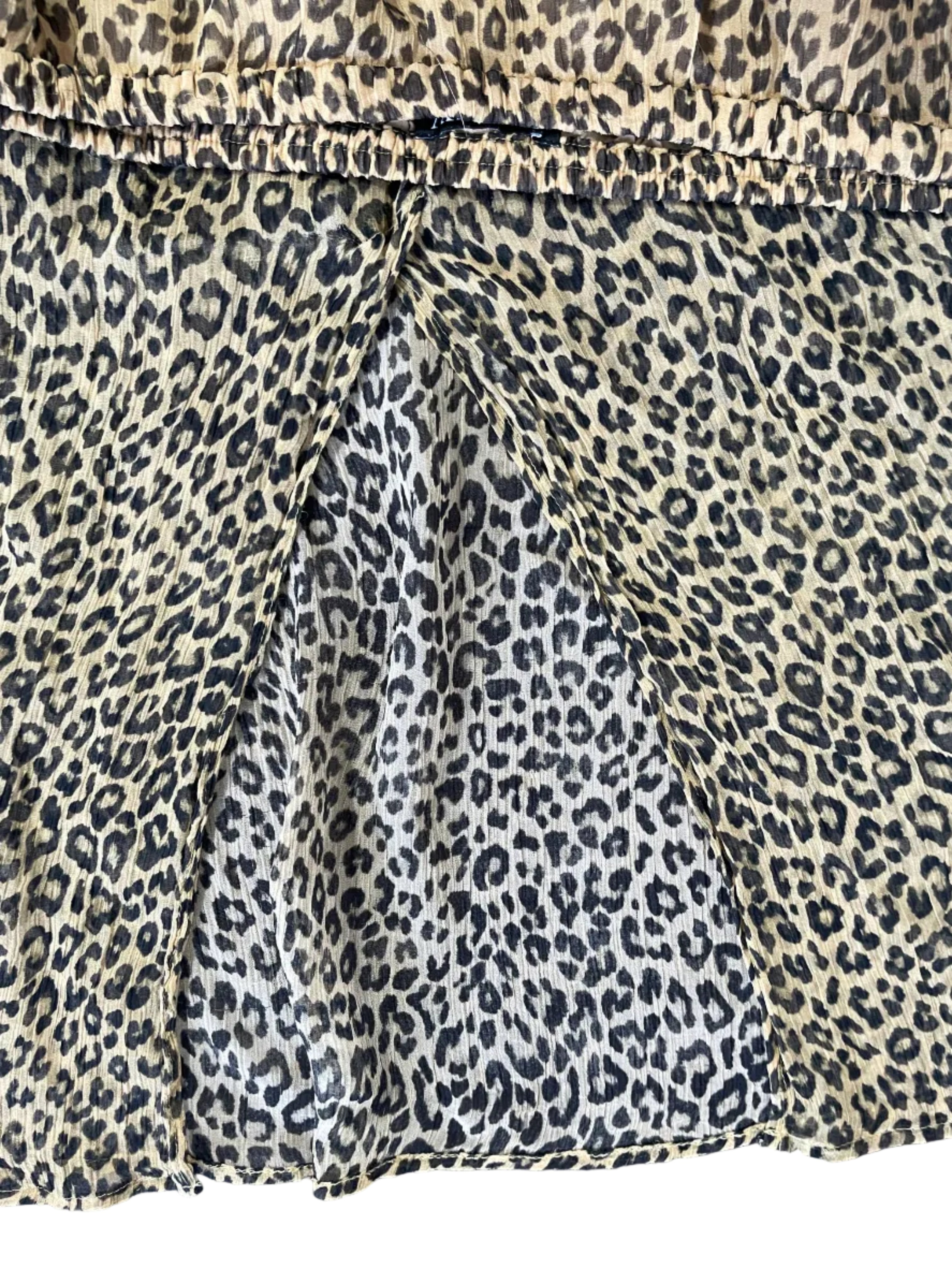 J.Crew leopard print skirt interior showing waistband construction and lining