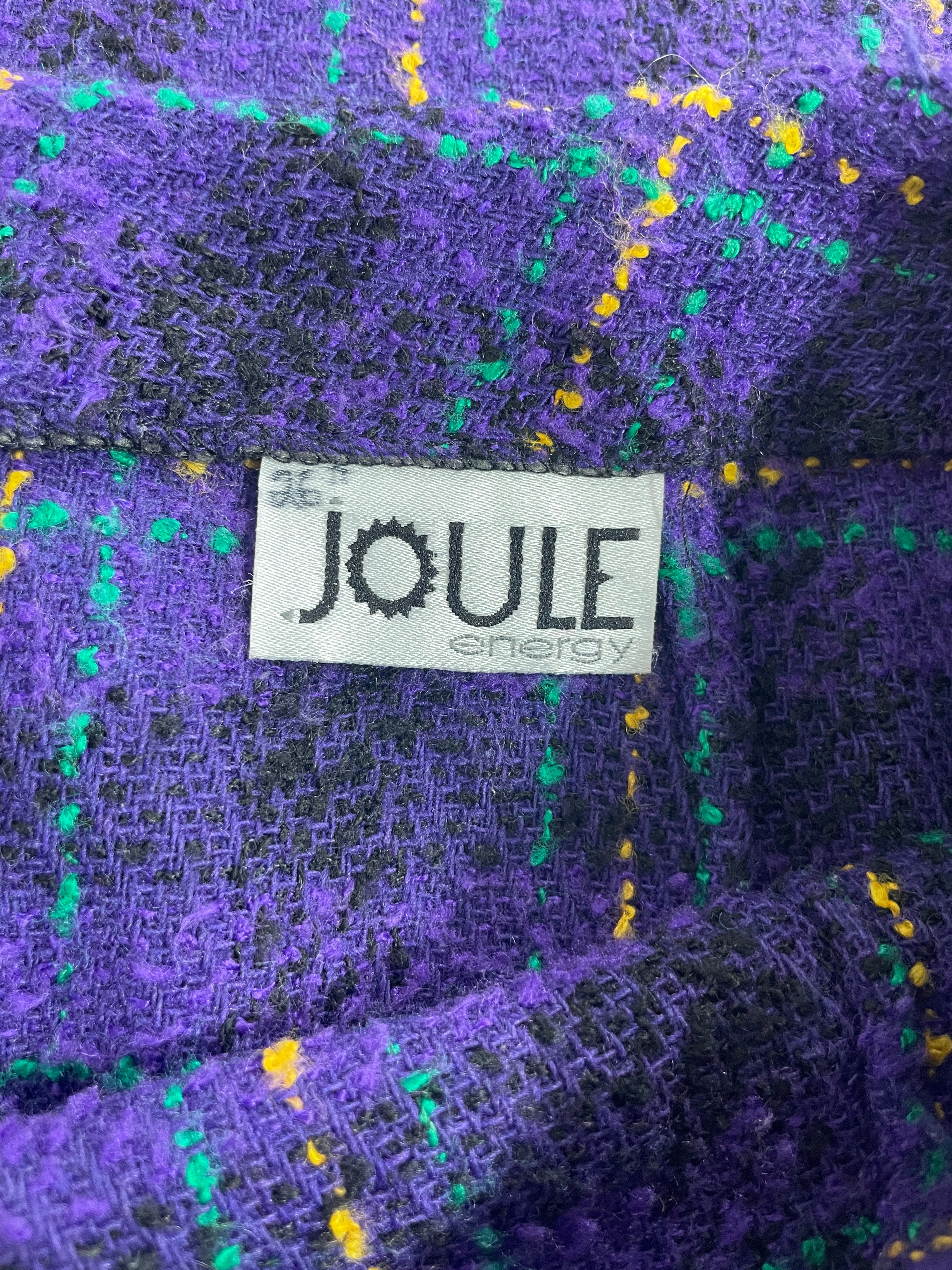 Joule Energy vintage clothing label inside purple plaid tweed skirt