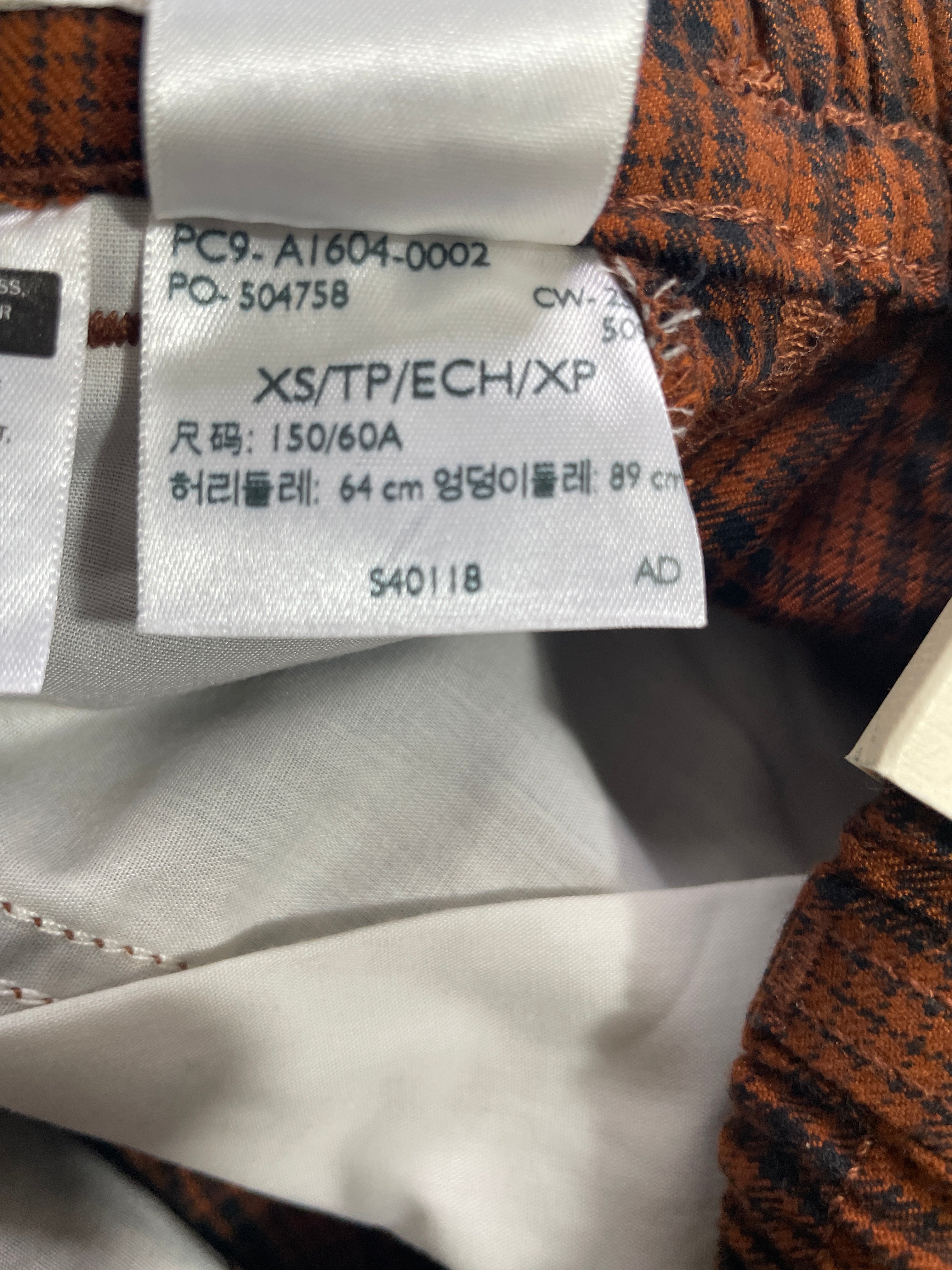 Levi's Math Club Slacks style number and XS size identification label