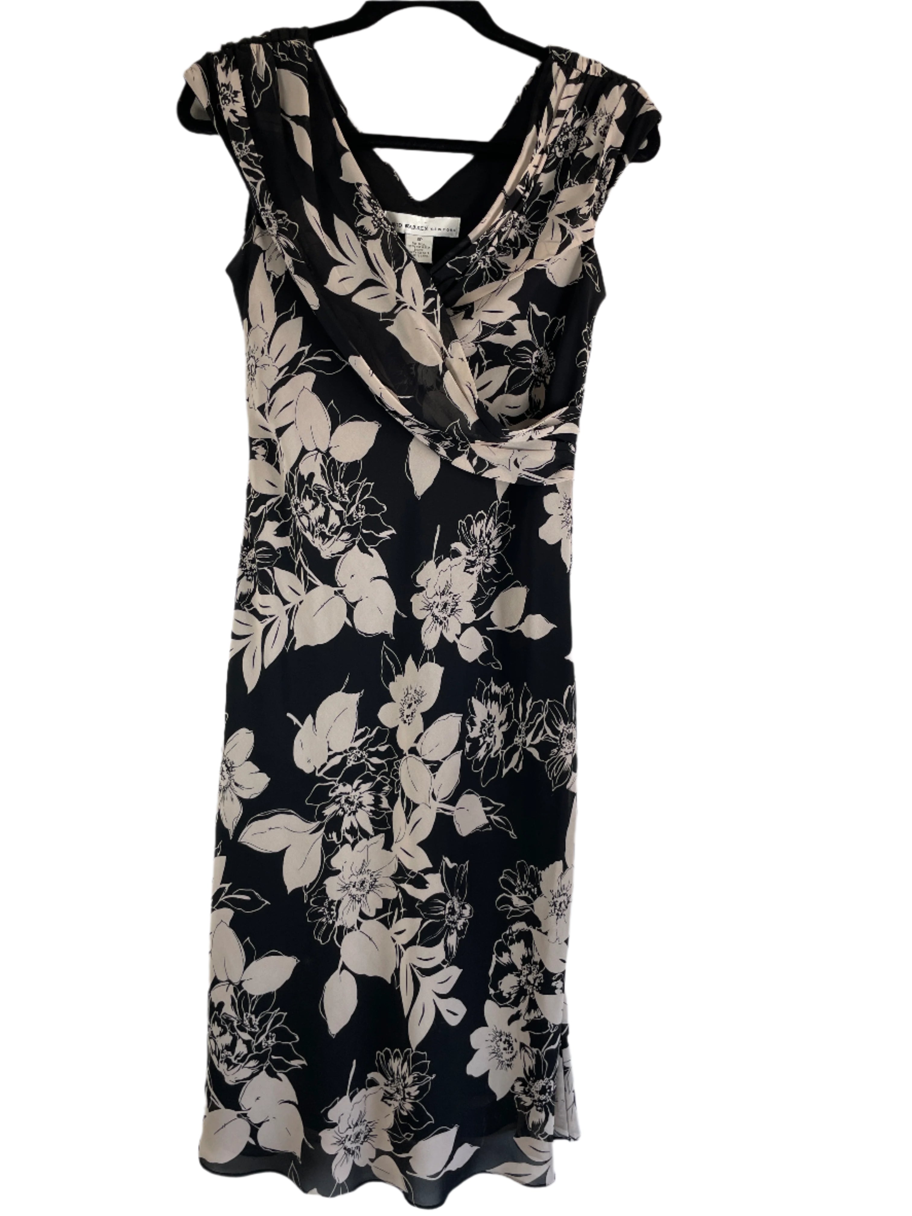 Black floral dress on a white background