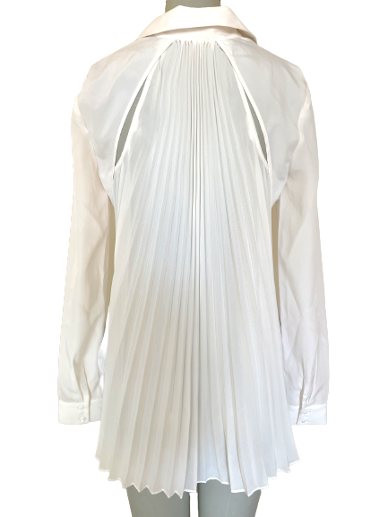 White pleated shirt on a white background