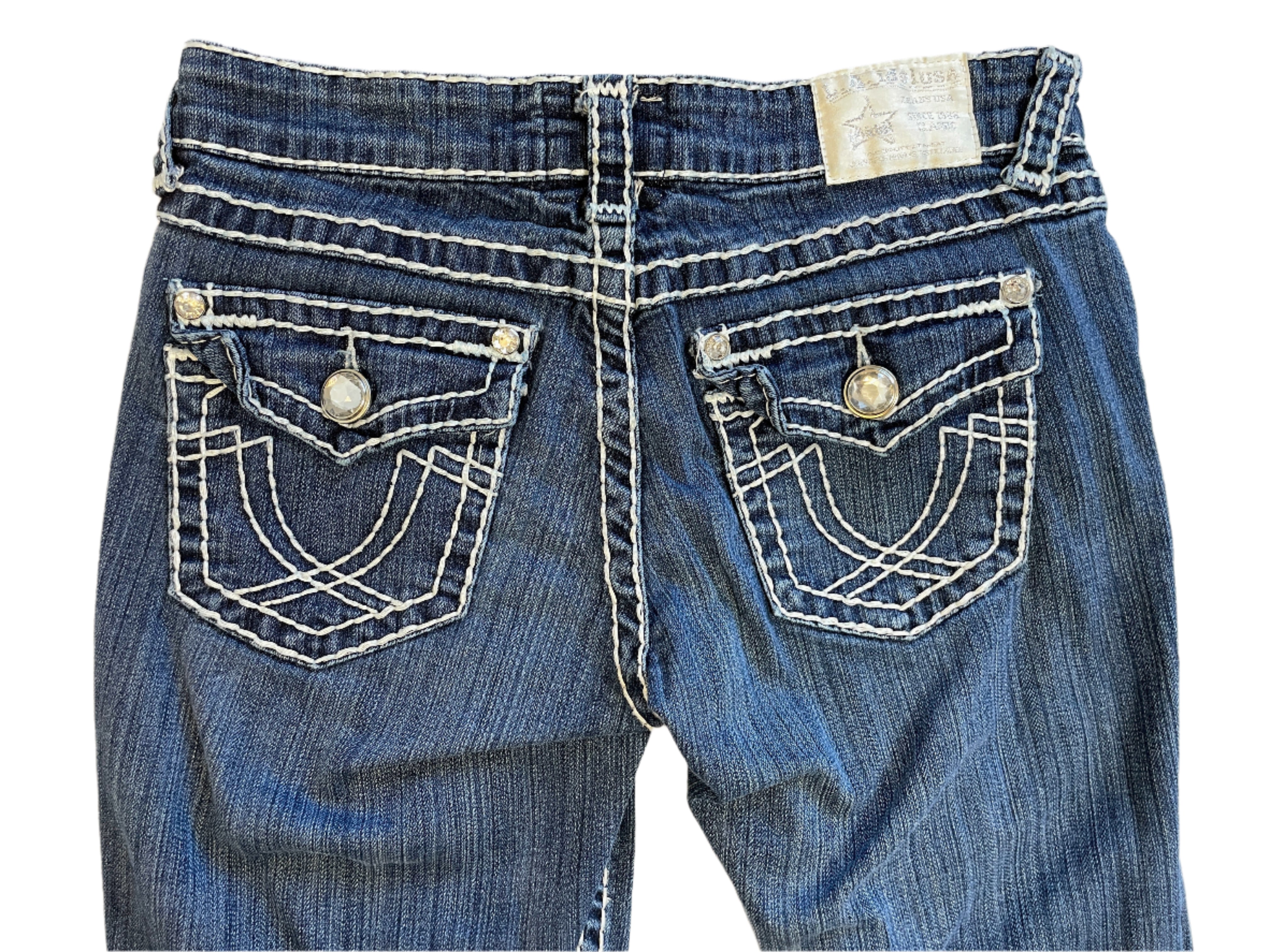 LA Idol USA jeans back view showing signature stitched flap pockets