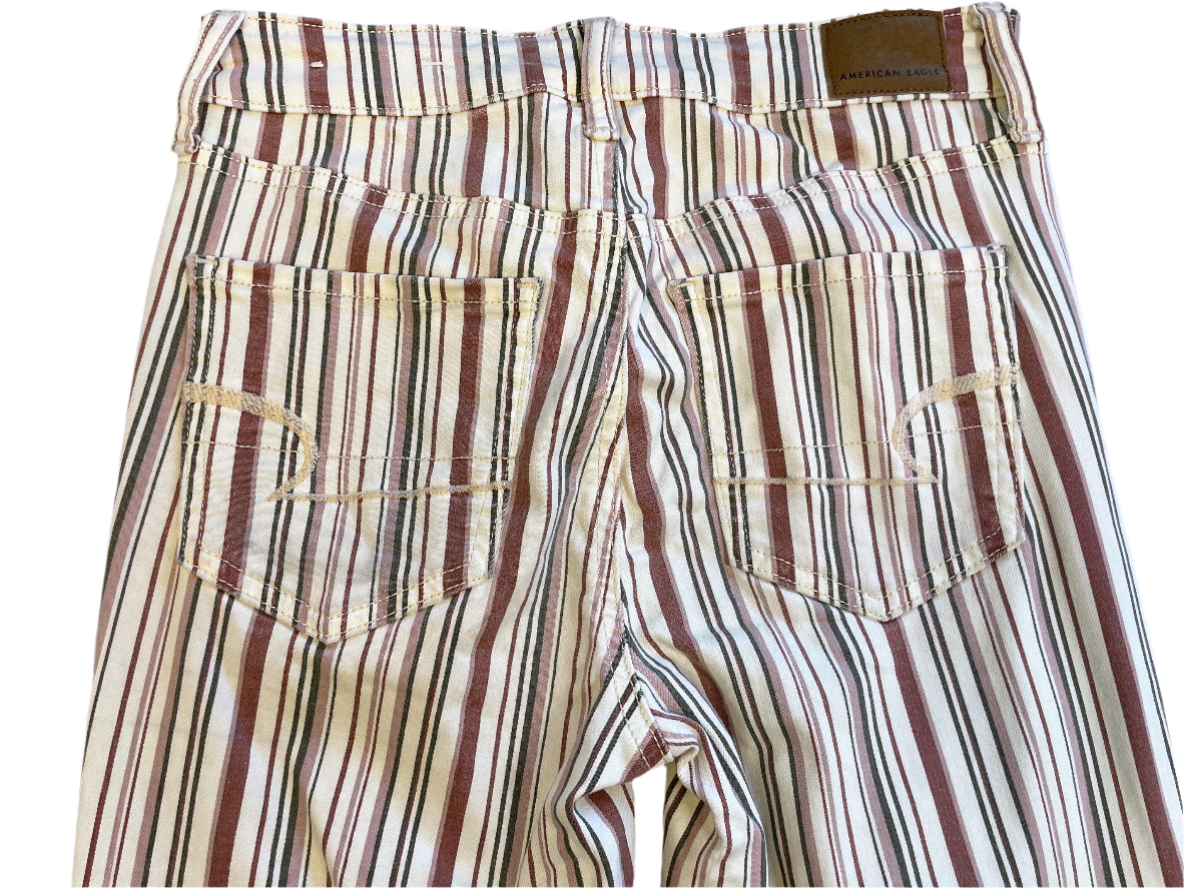 Back view of American Eagle striped jeans with four pockets