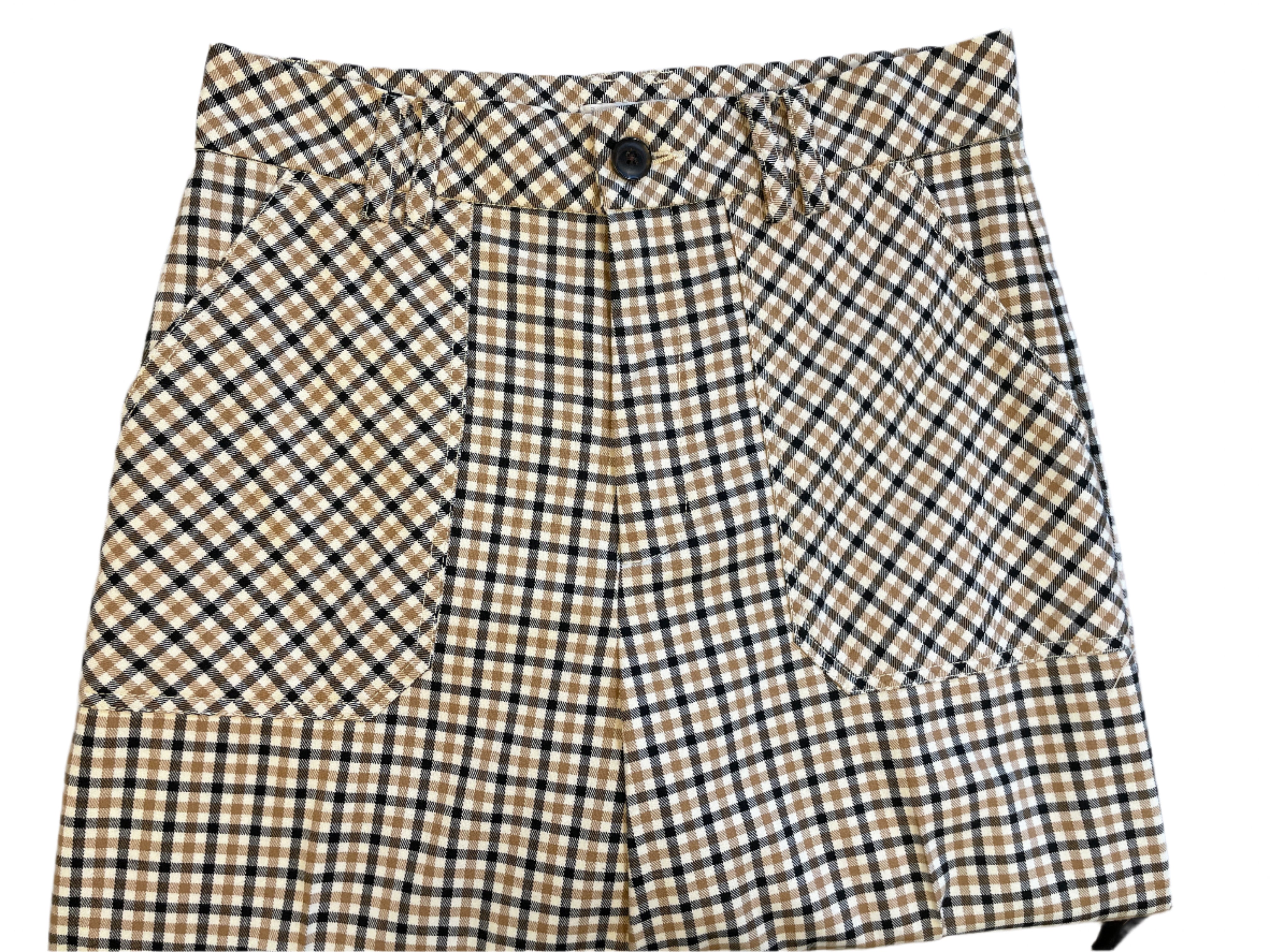 Simons Twik plaid wide leg pants with large patch pockets