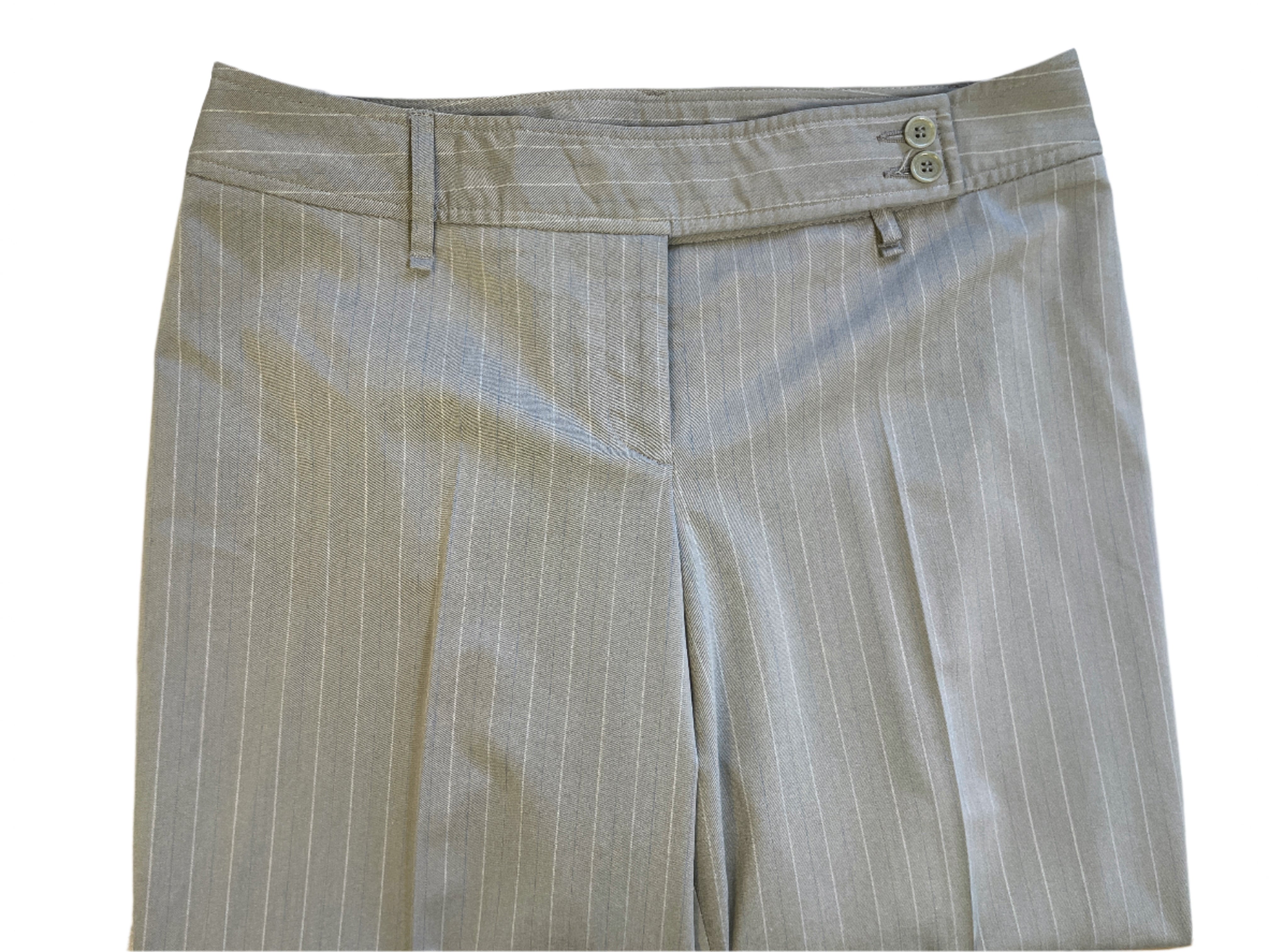 grey pinstripe pants on a white background