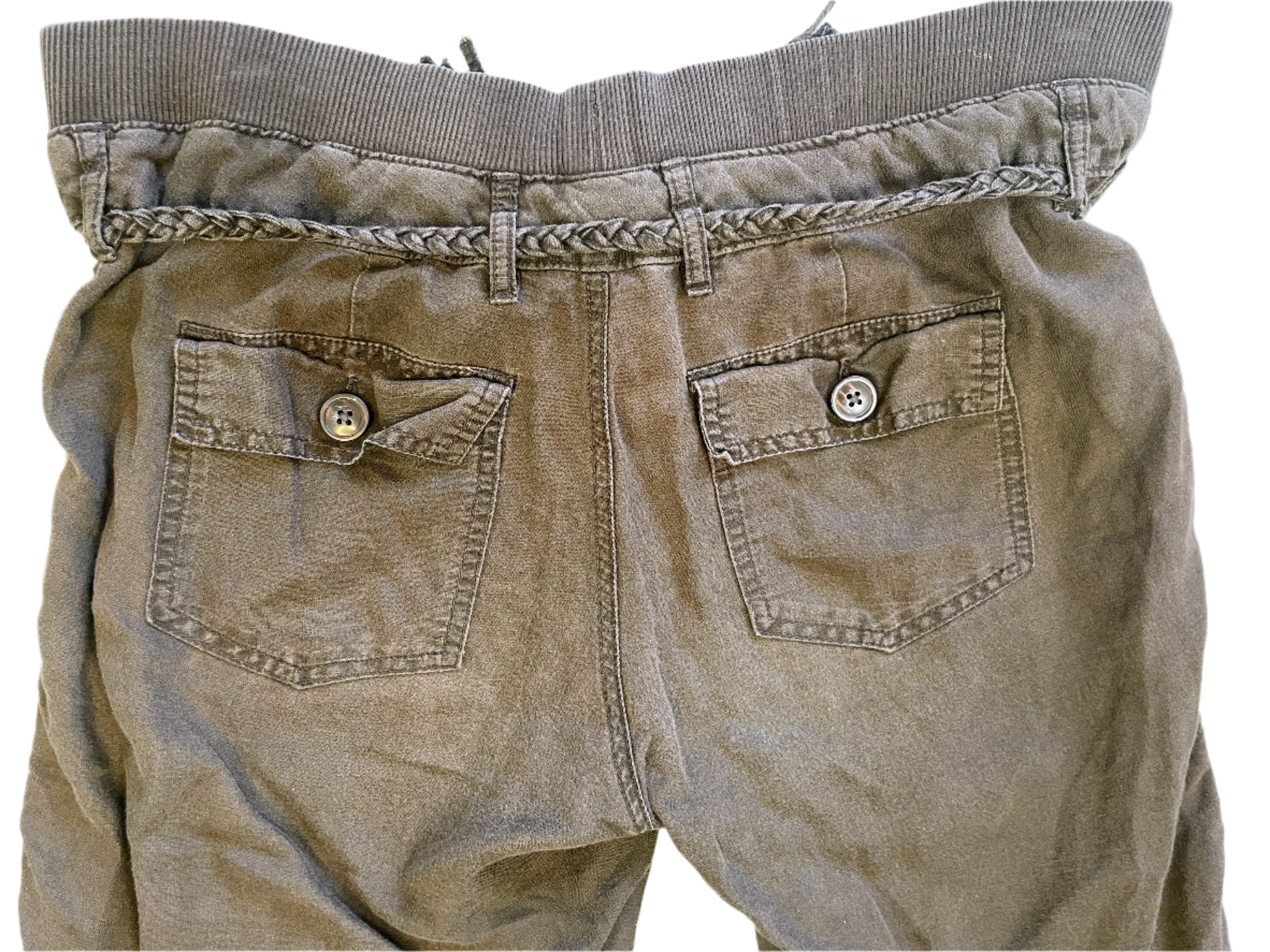 Old Navy maternity capri pants in brown linen-cotton blend