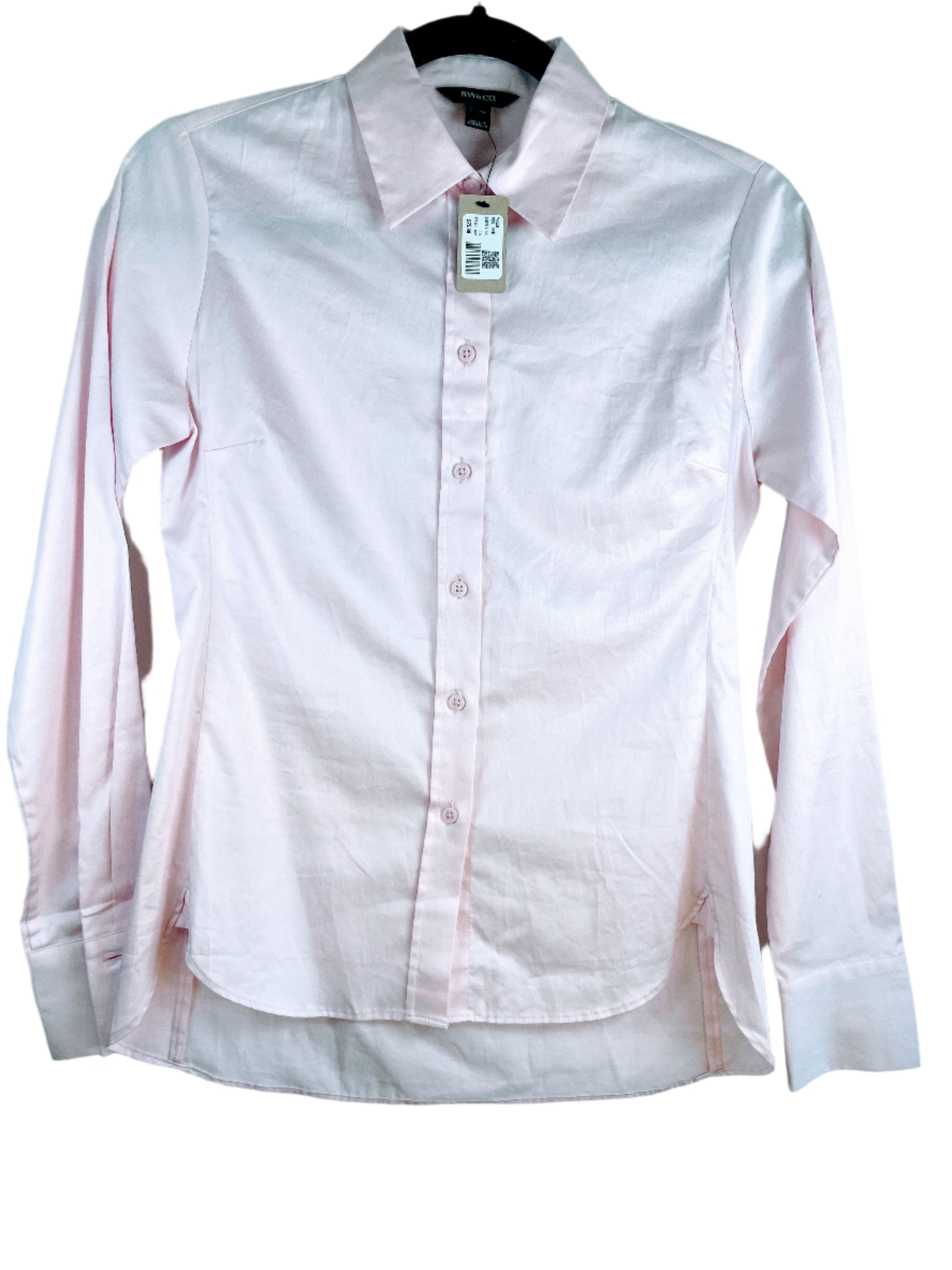 RW&CO pale pink long sleeve button-down shirt, size XXS