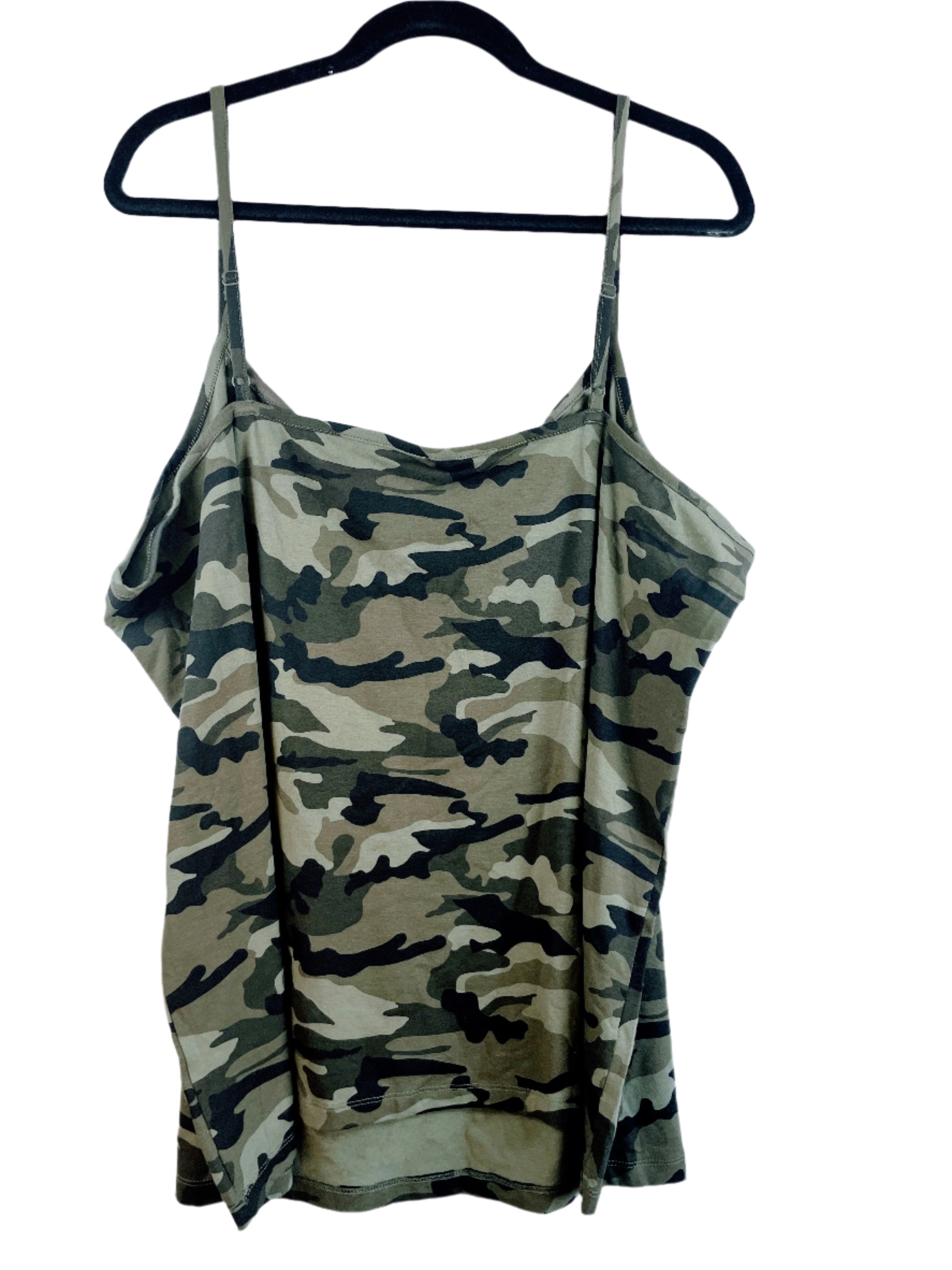George 4X camouflage tank top with adjustable straps, cotton-spandex blend, fback view