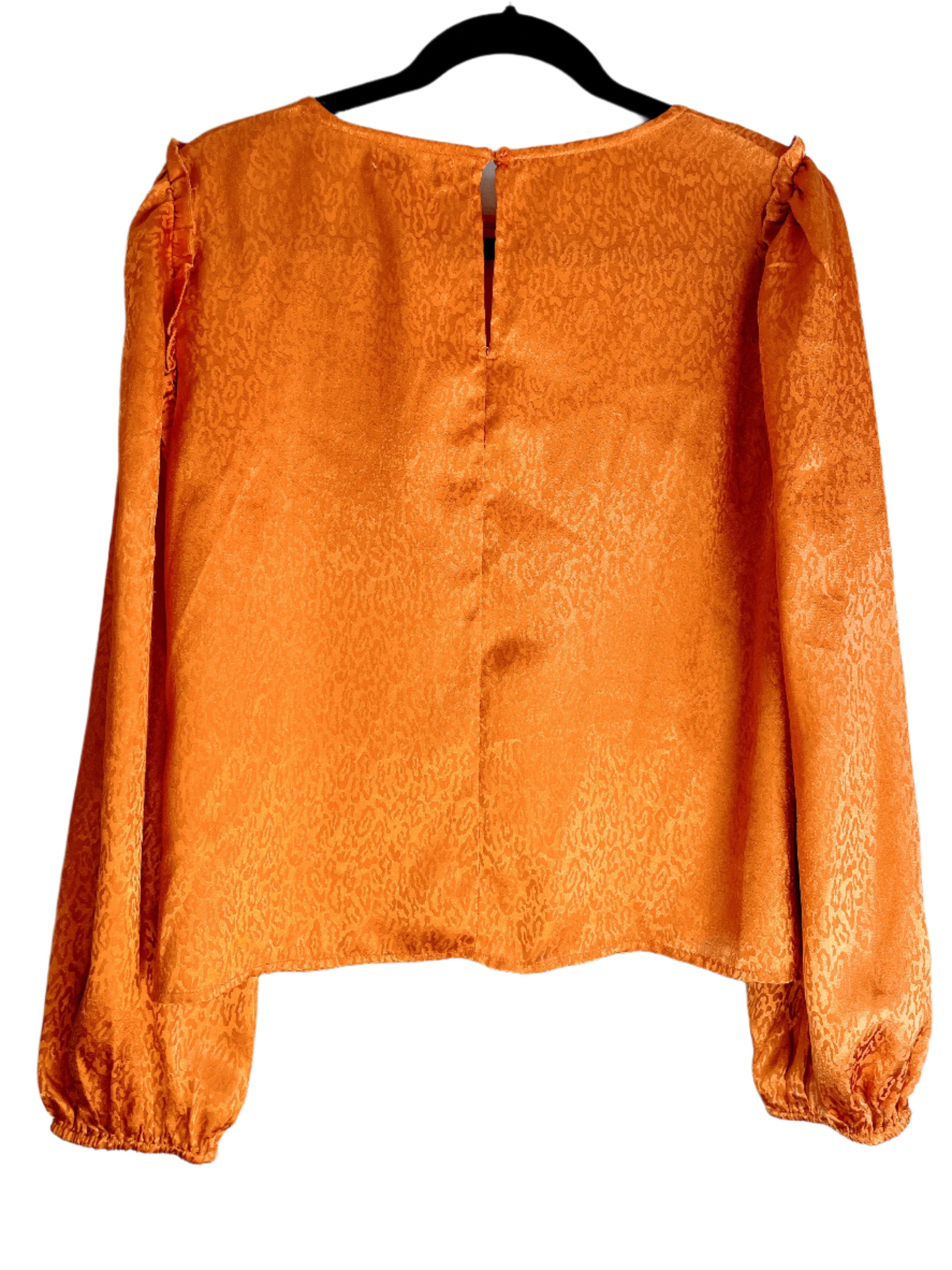 NSR orange long sleeve animal print textured blouse