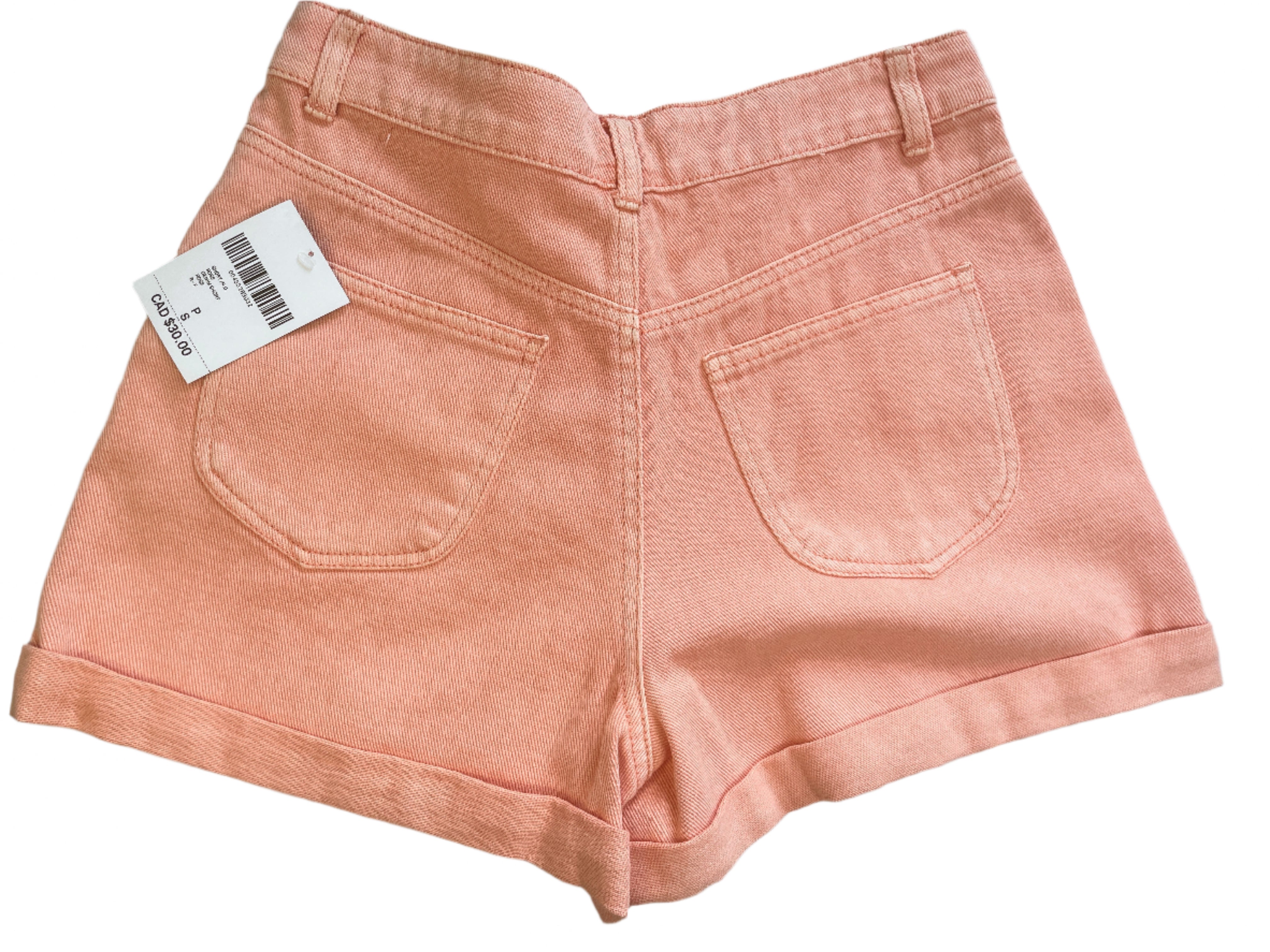 Forever 21 peach denim shorts size small with rolled hem
