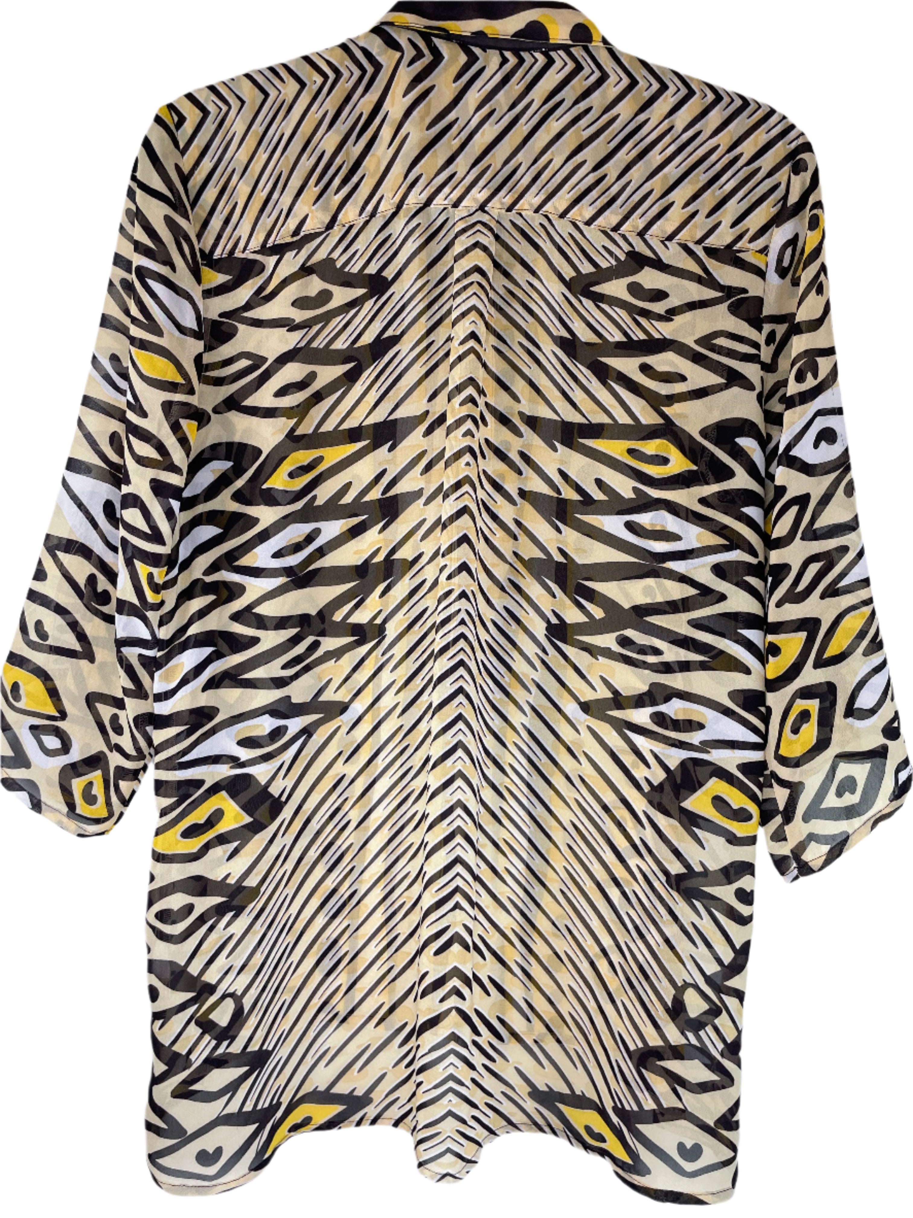 back view of Quintessential sheer printed blouse 