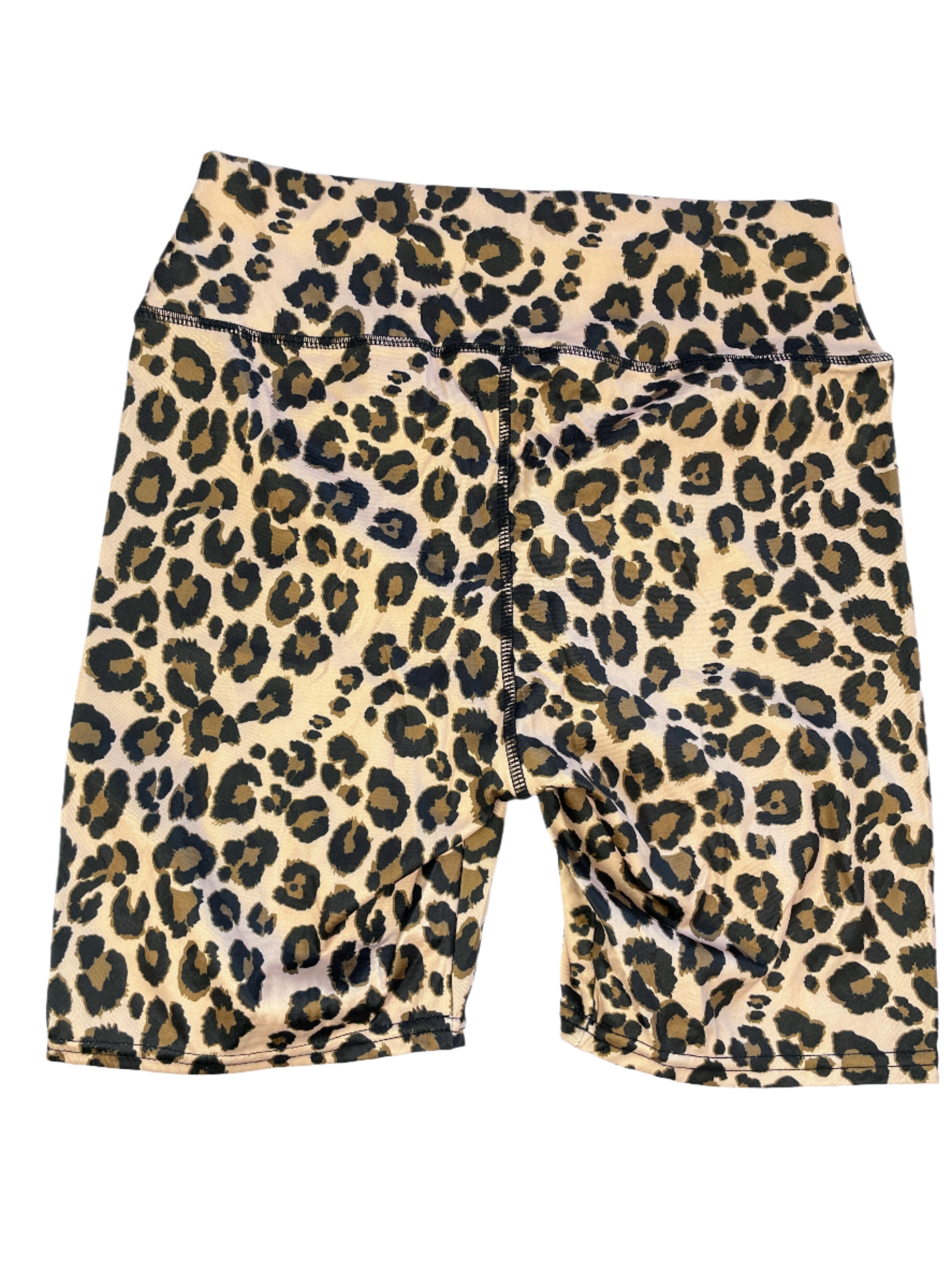 Leopard print shorts on a white surface 