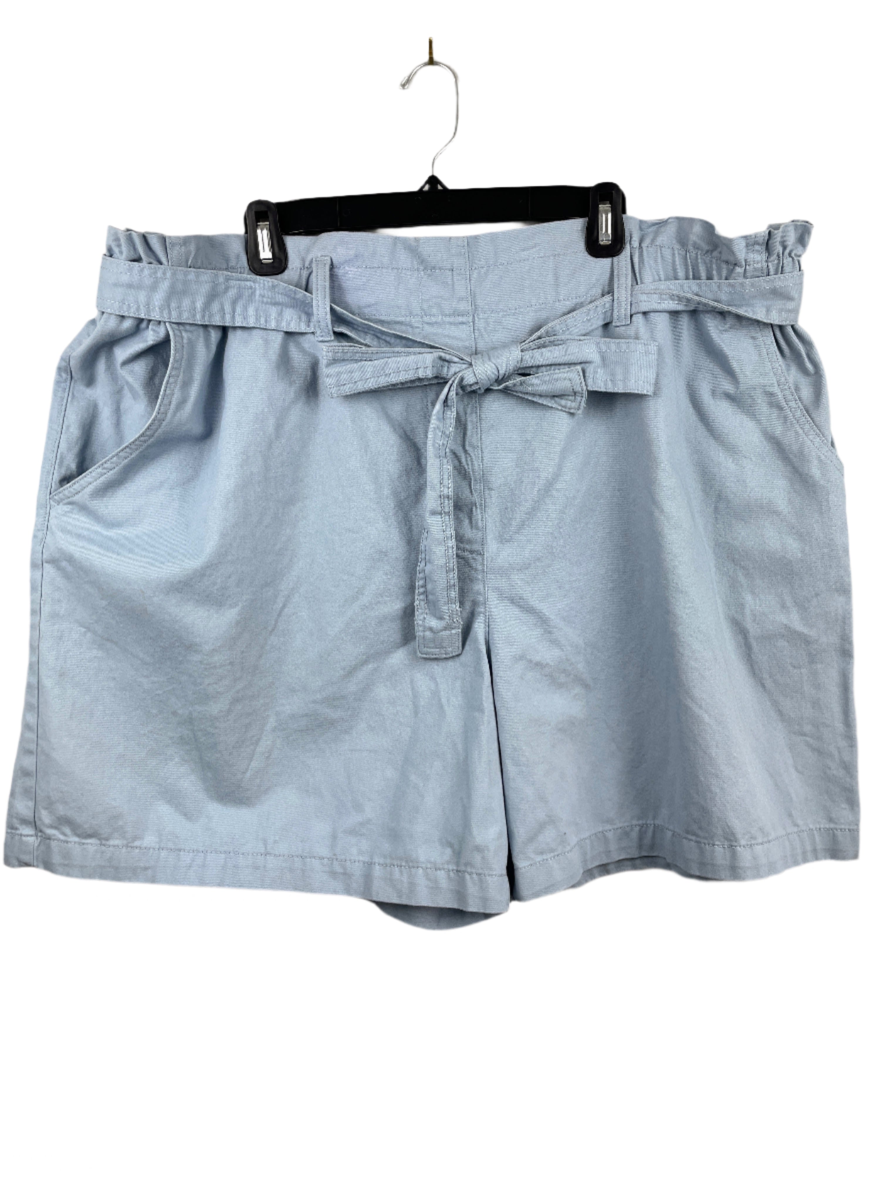 Light blue George plus-size paperbag shorts with sash belt and pockets, size 3X.