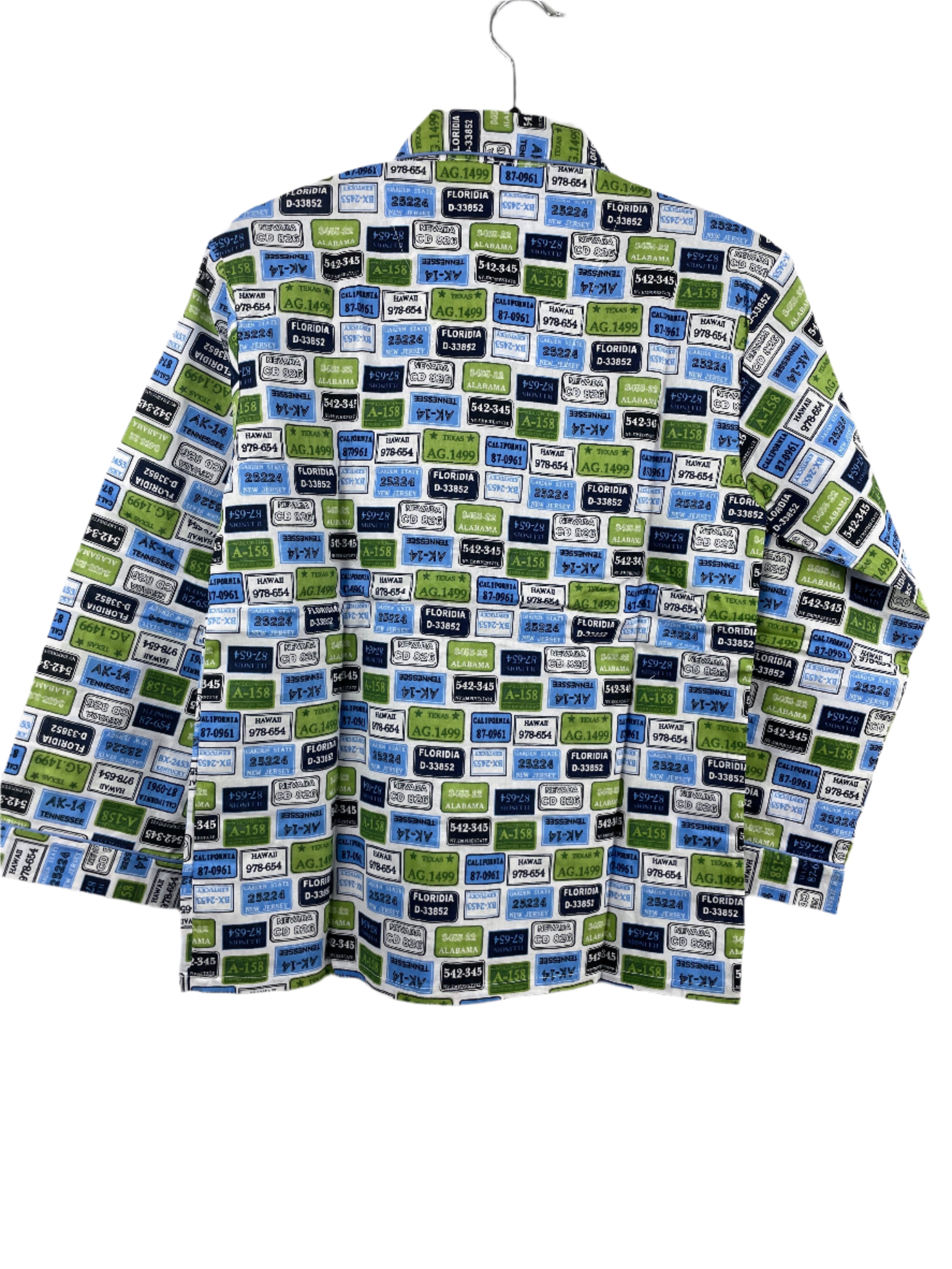 Laurent multicolour license plate print lightweight cotton pyjama set with elastic waist pants