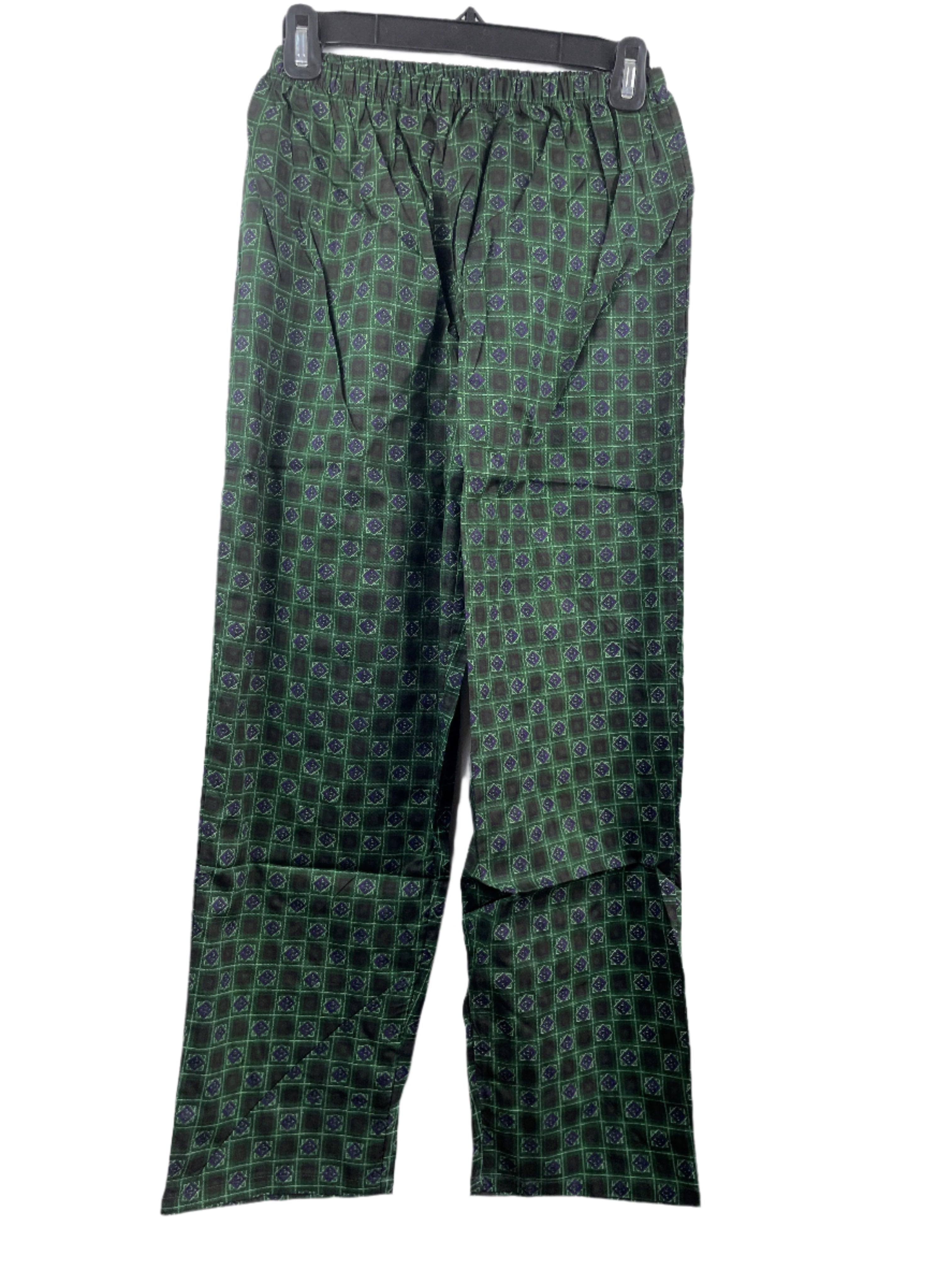 Laurent dark green geometric pattern lightweight cotton pyjama set with elastic waist pants 