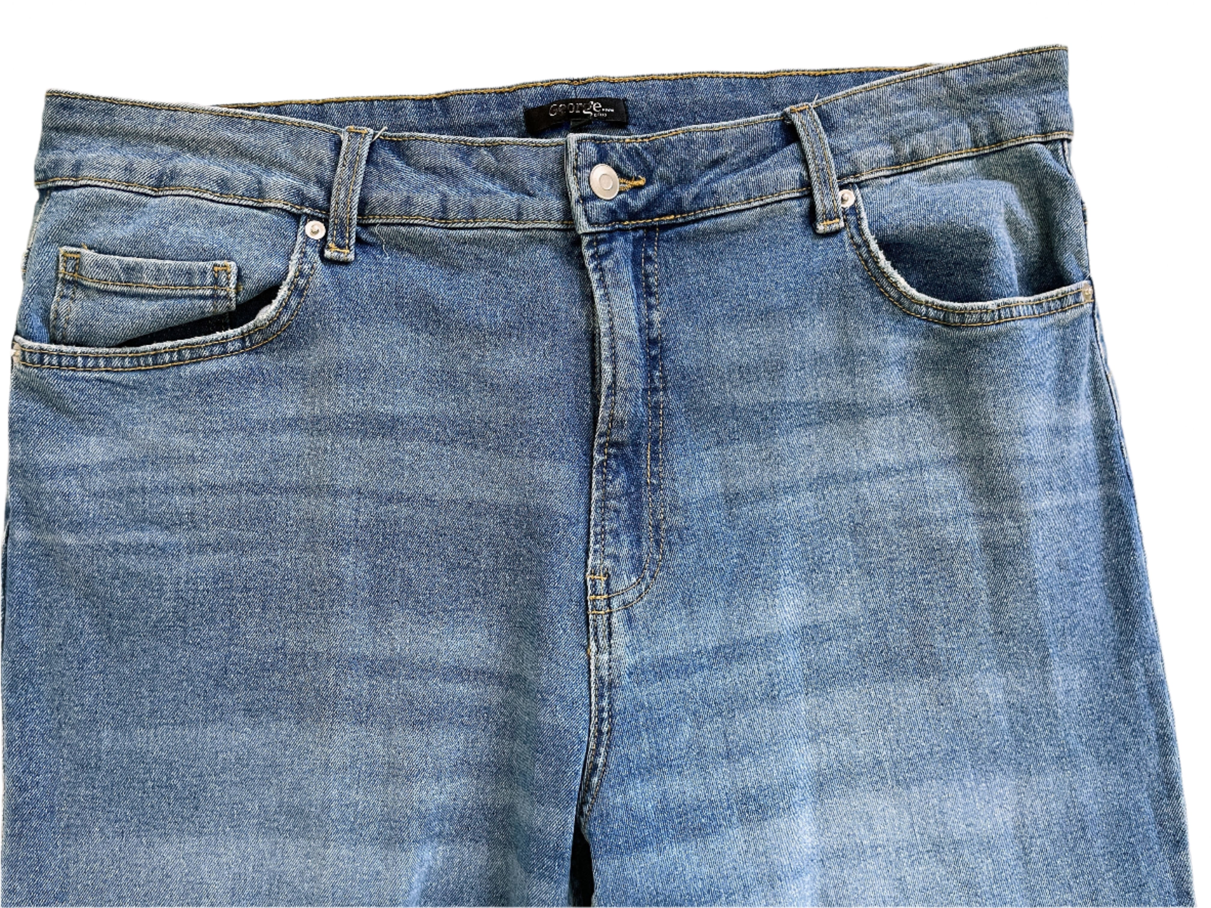Pair of blue jeans on a white background