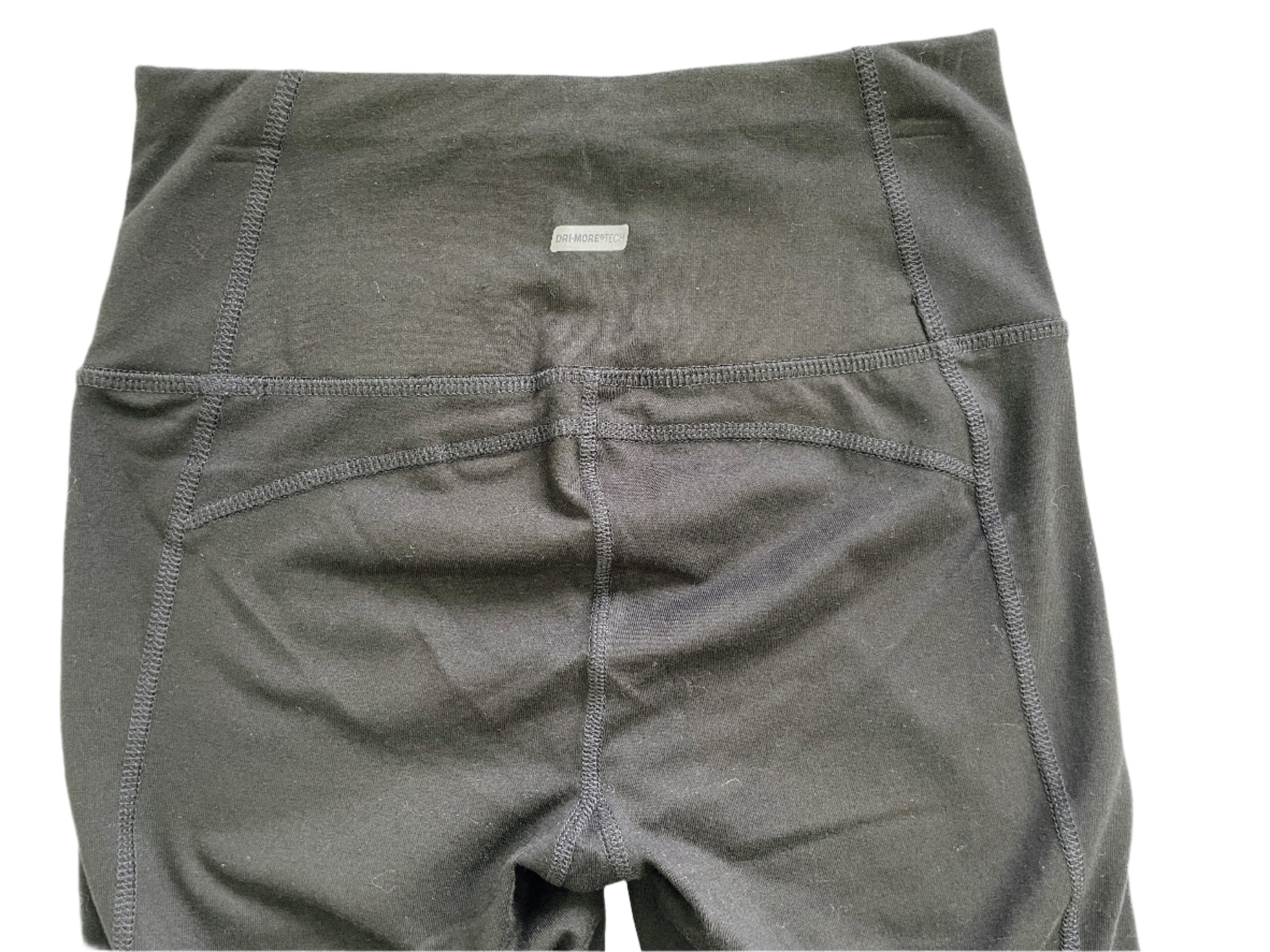 Athletic Works black fitted crop leggings size XS, cotton blend, laid flat back view