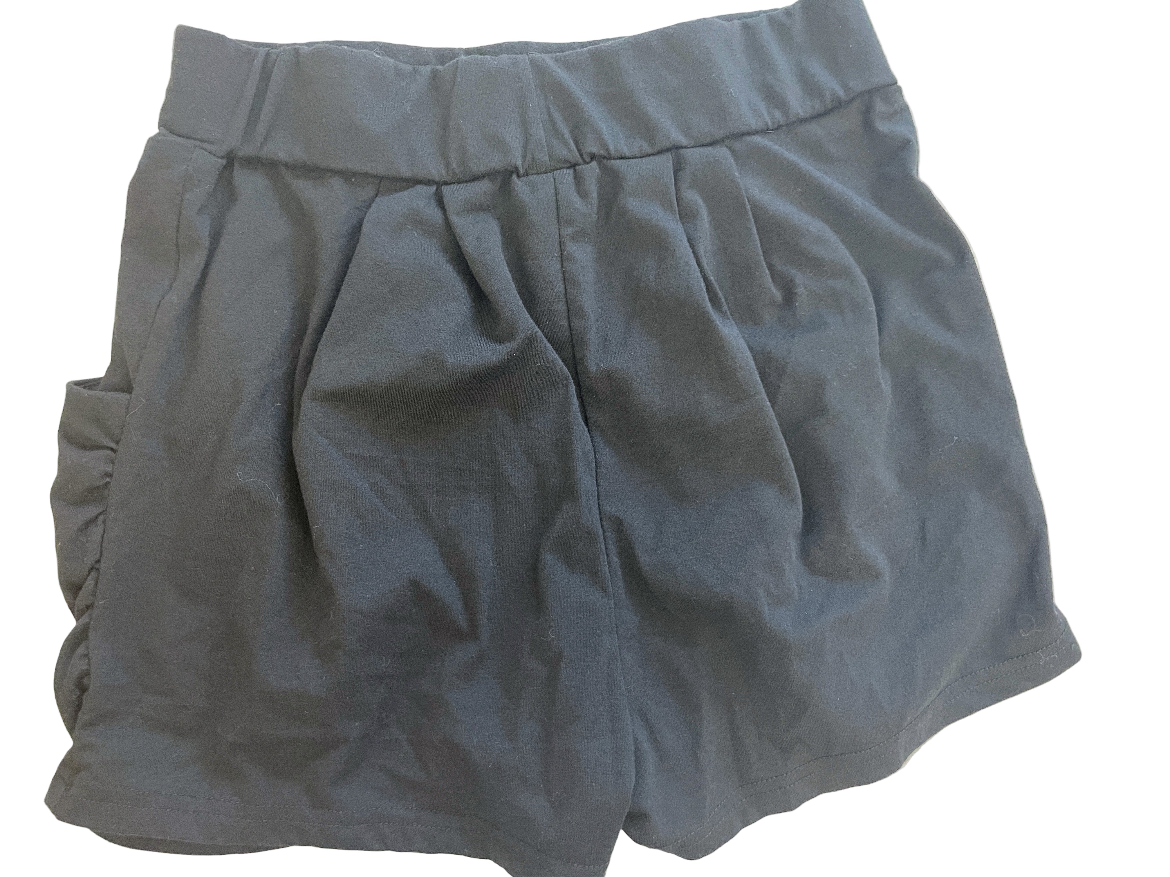 Back view of SHEIN black pleated shorts with elastic waistband