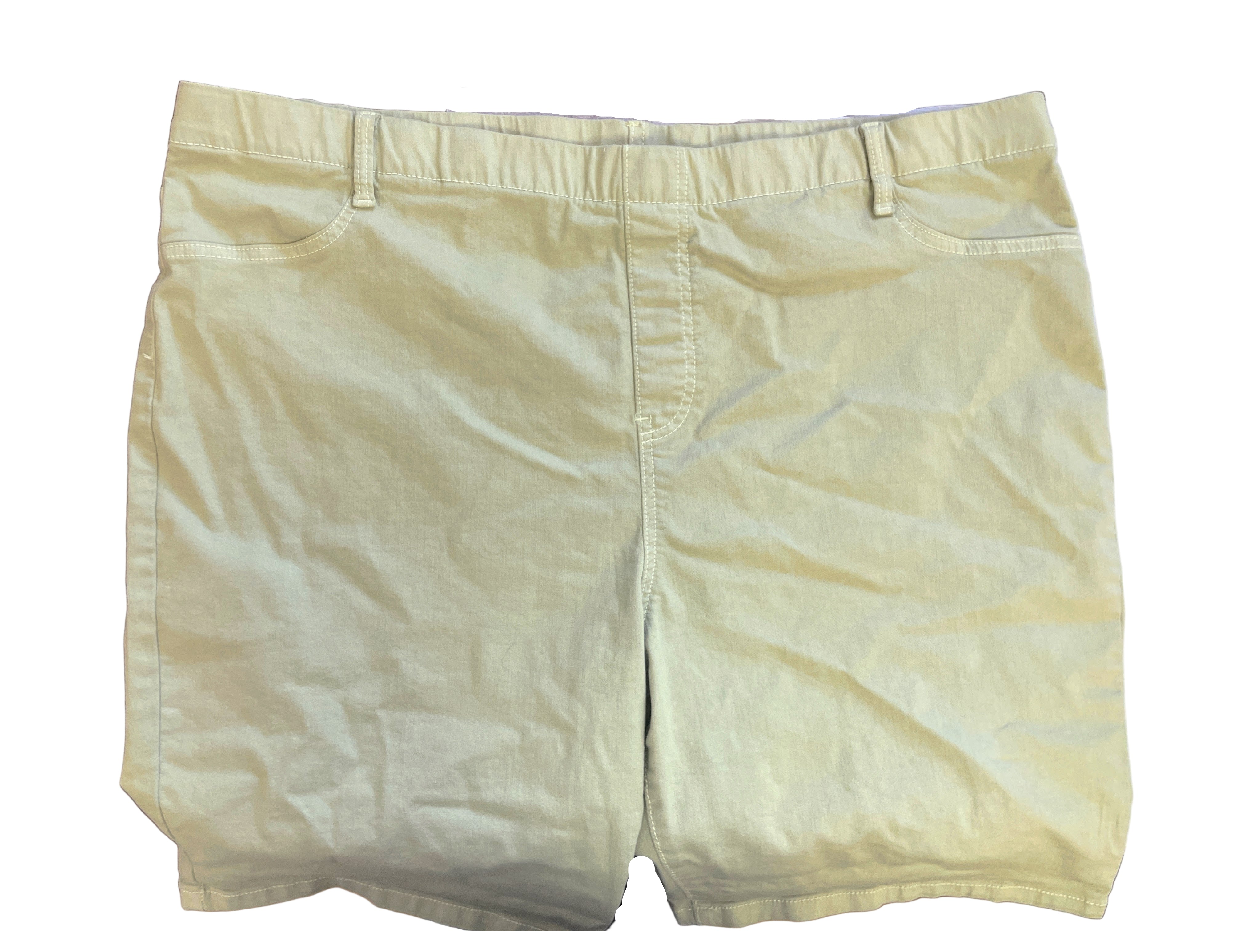 Front view of George light green pull-on shorts with mock front pockets