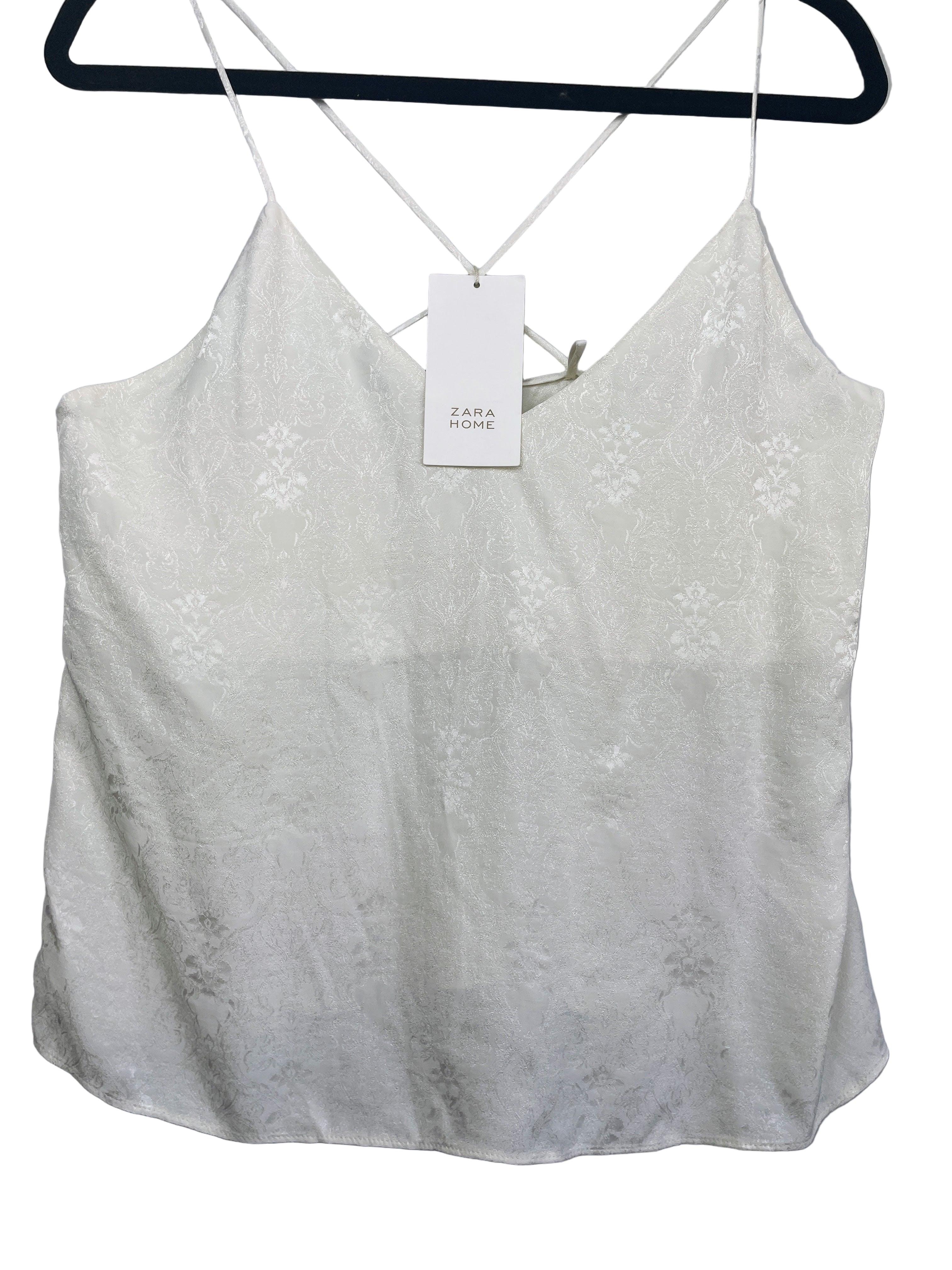 Front view Zara Home cream camisole with criss cross straps