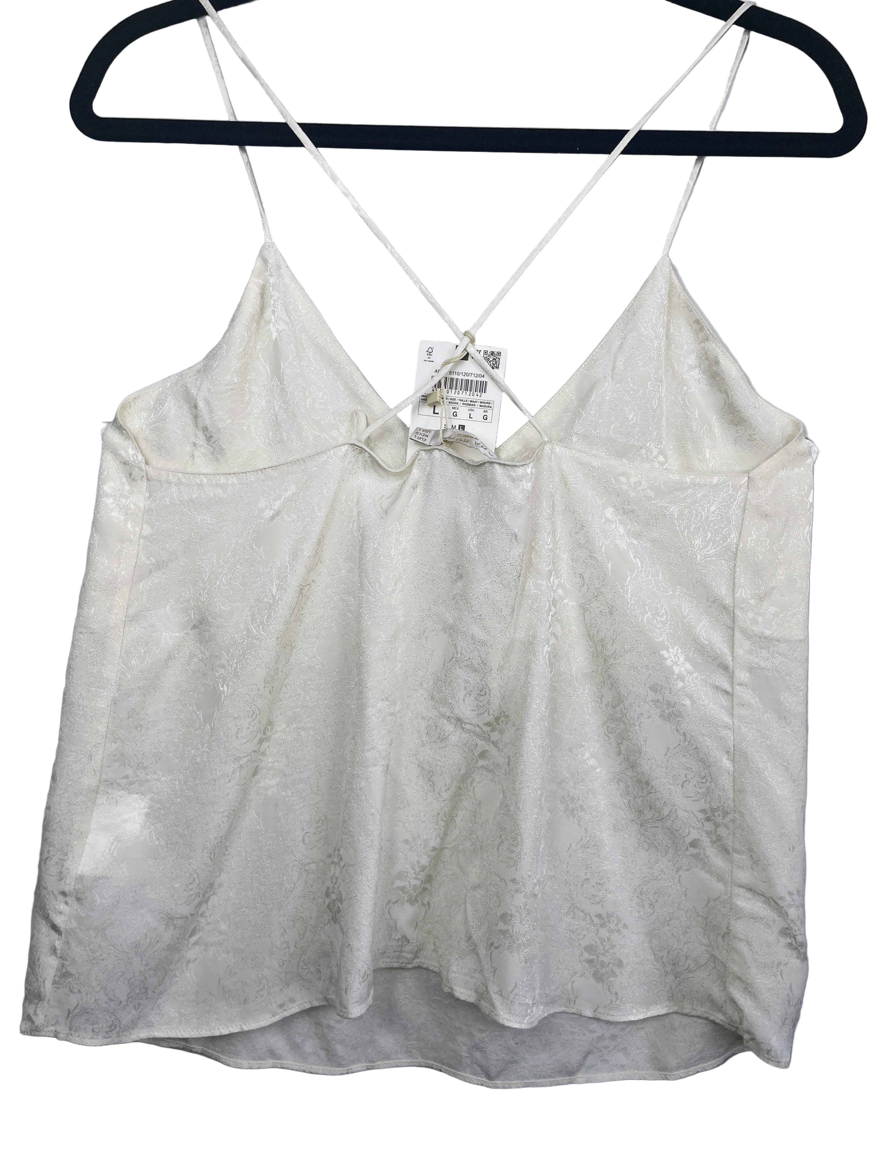 Back view Zara Home cream camisole with subtle floral pattern
