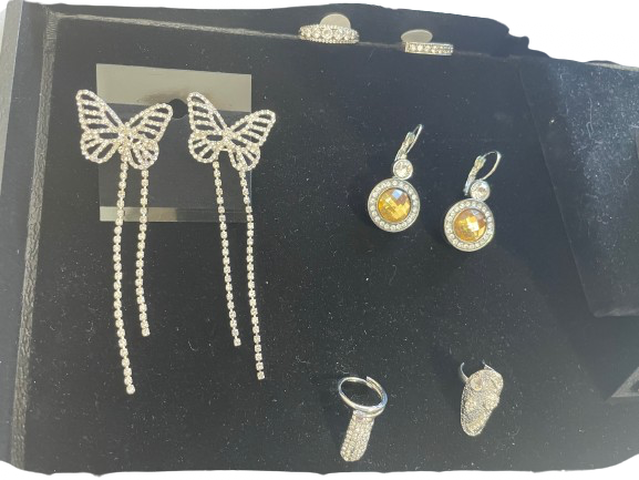 butterfly earrings and rings