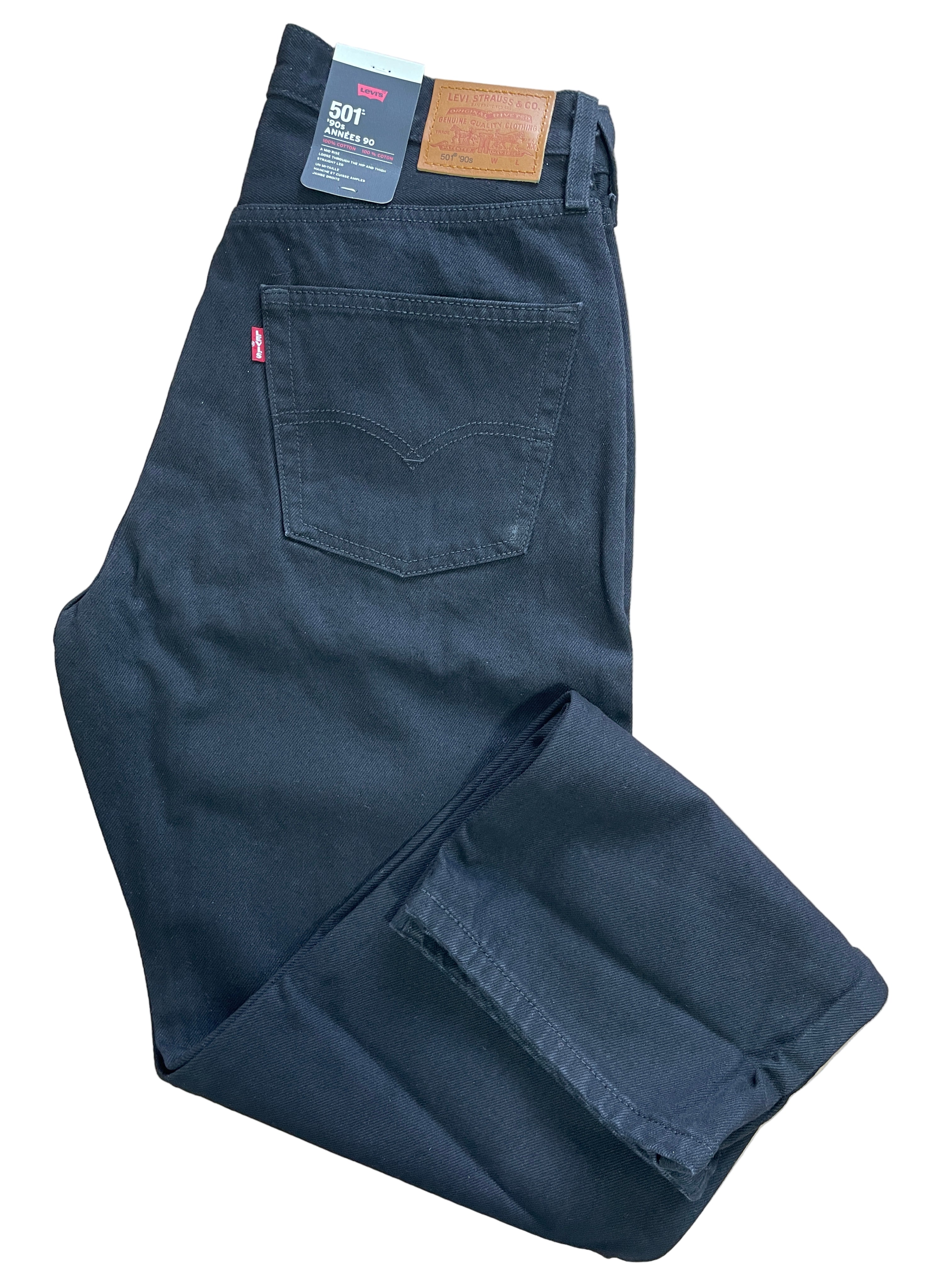 levi's 501 '90s black men's jeans folded view