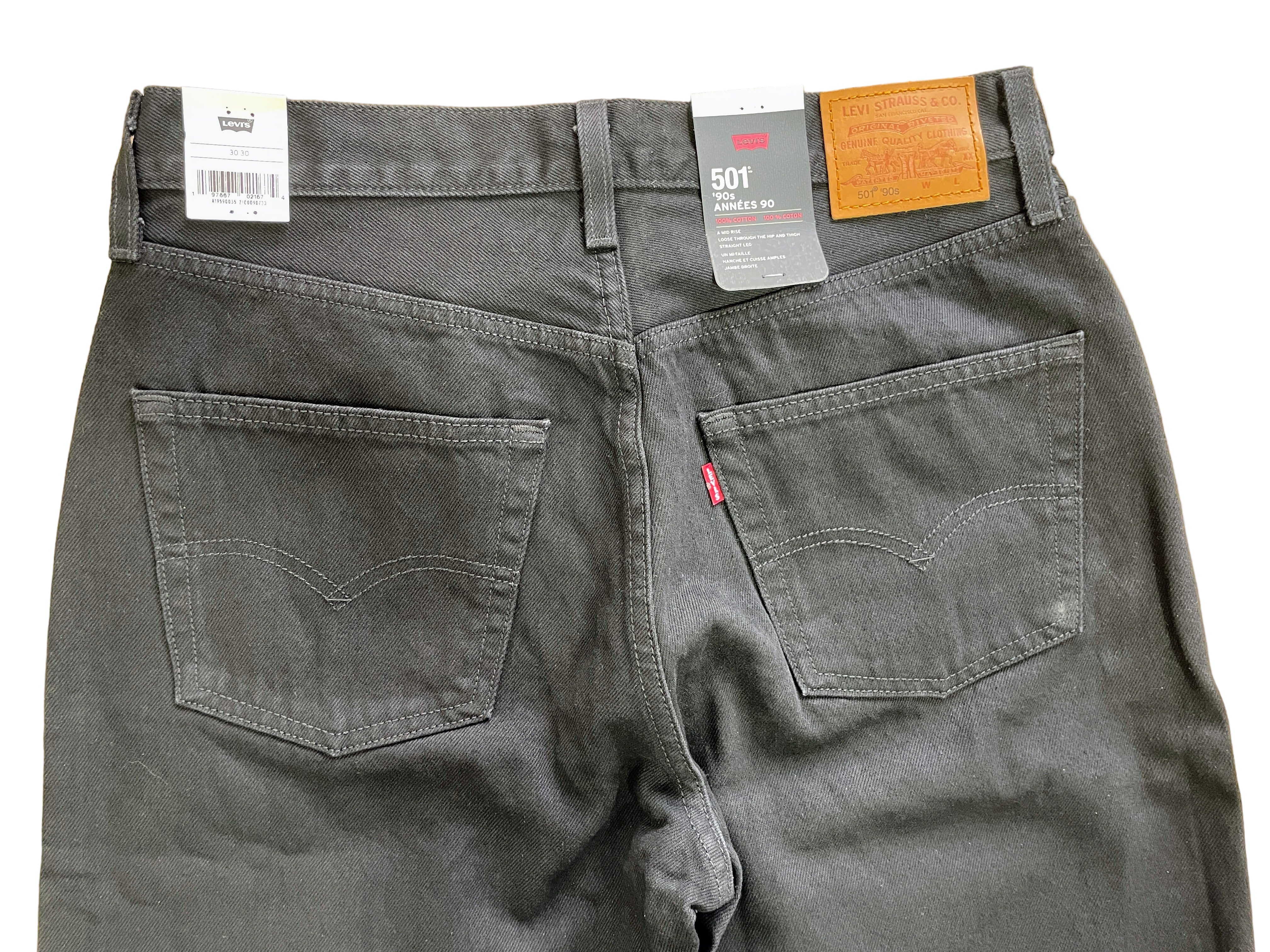 levi's 501 '90s black men's jeans back view