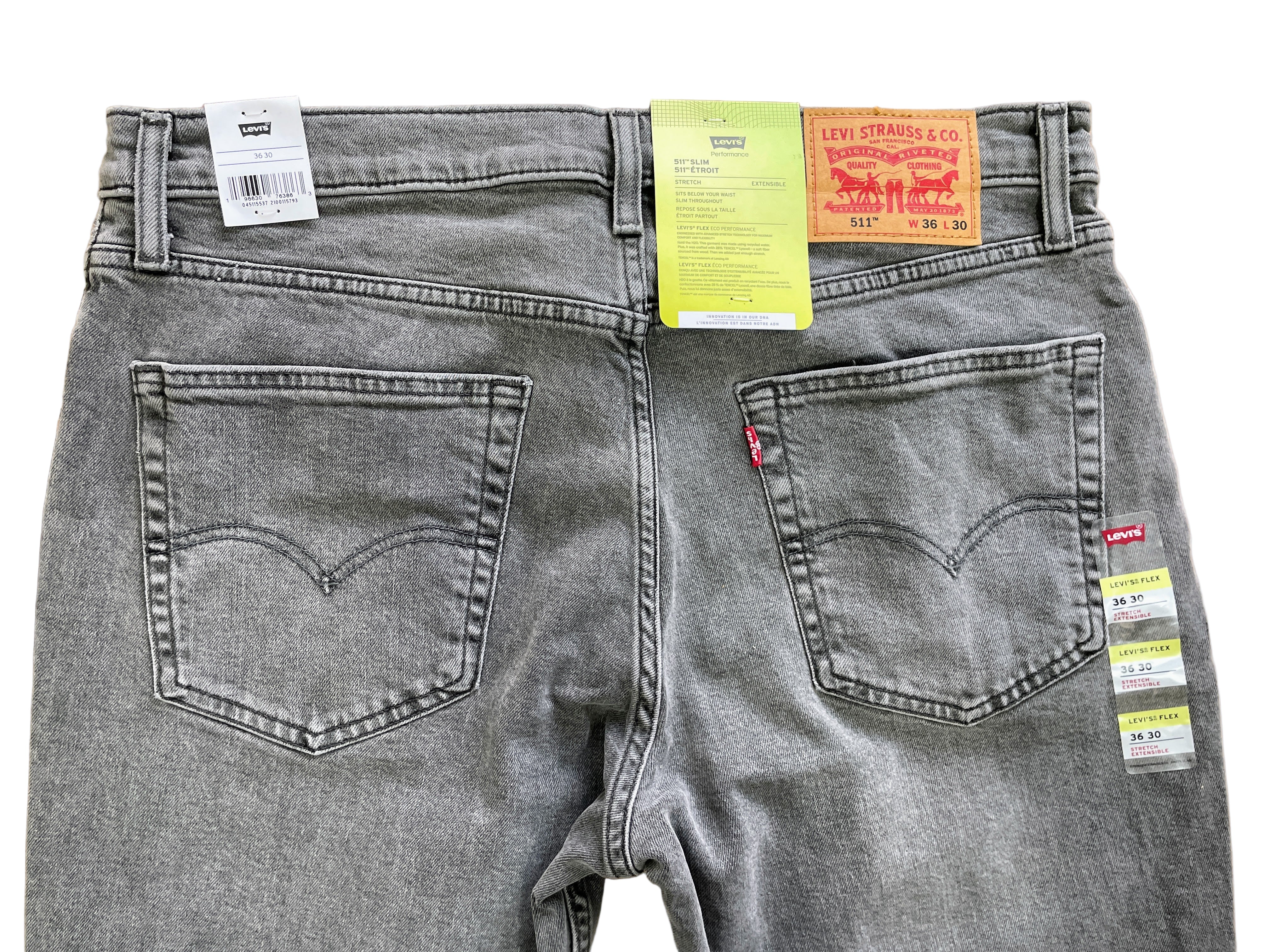levi's 511 slim men's jeans grey back view