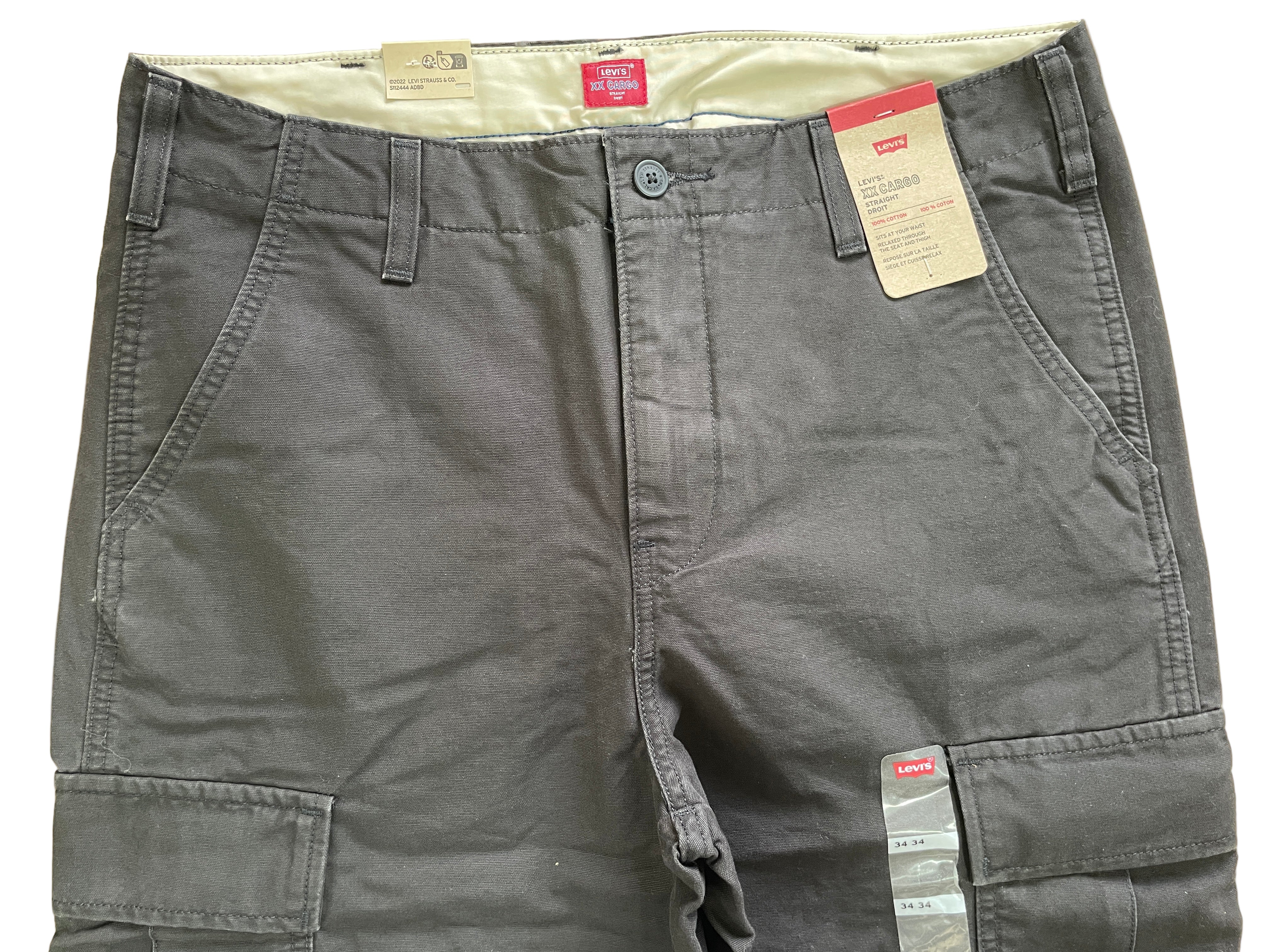 levi's xx cargo straight men's pants black front view