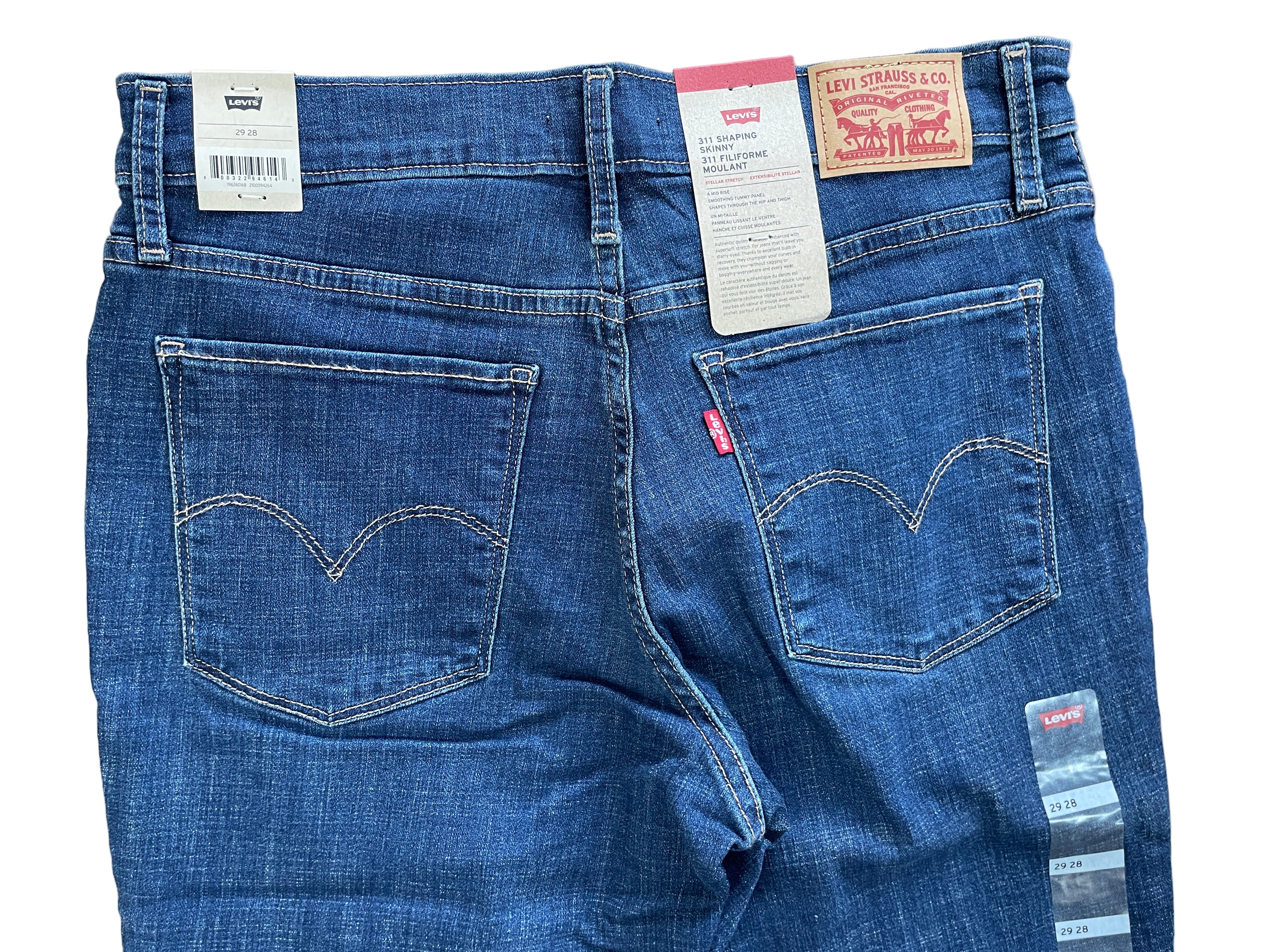 evi's 311 shaping skinny jeans stellar stretch full back view