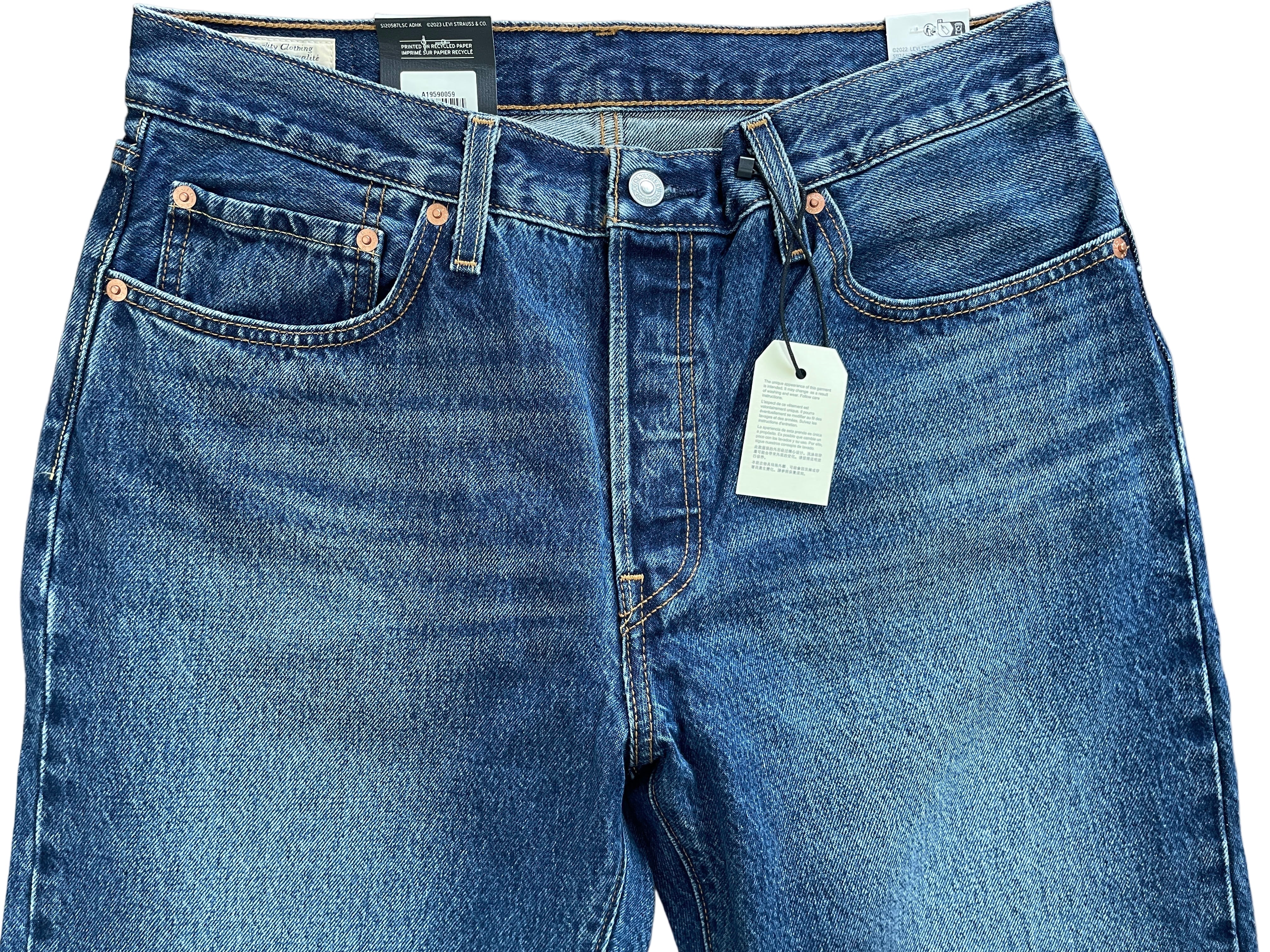 Levi's 501 '90s women's straight leg jeans in dark blue wash, new with tags, shown front 