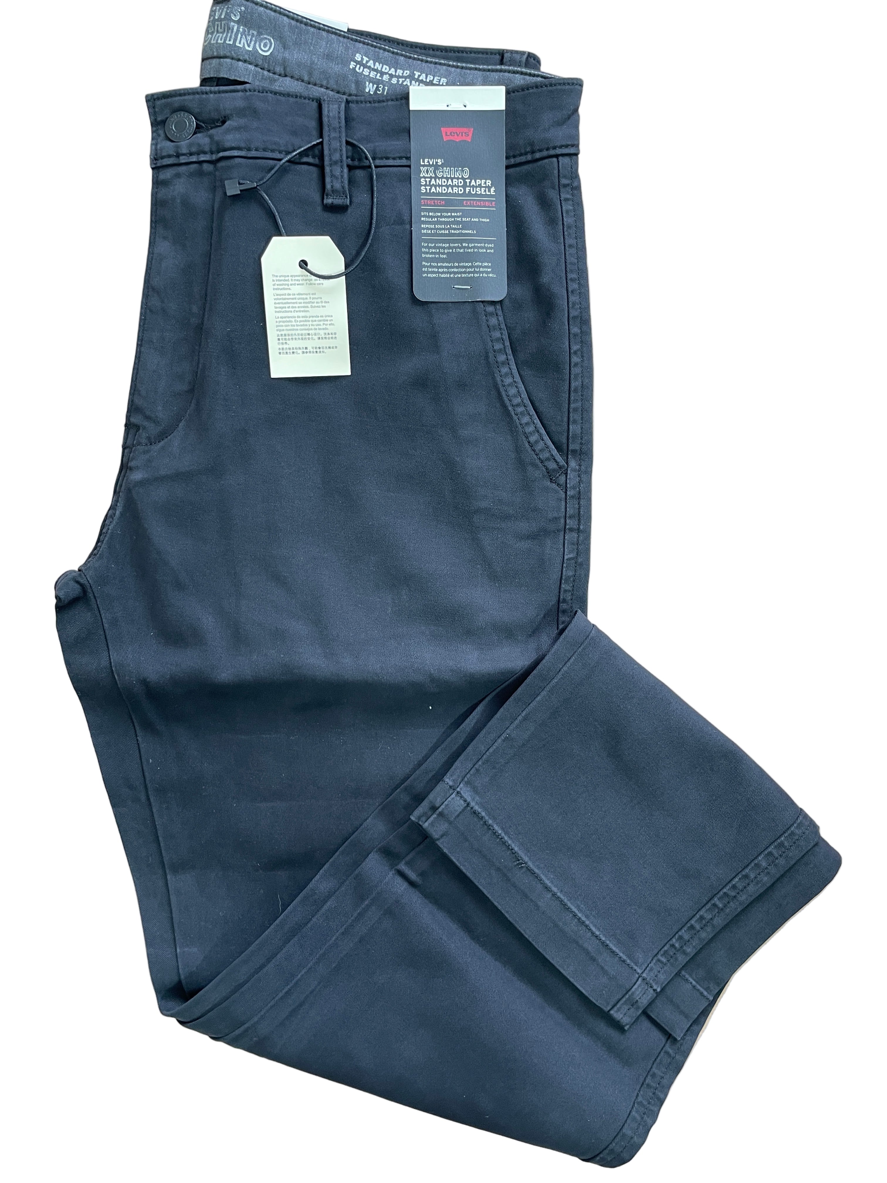 Levi’s XX Chino Standard Taper men’s black pants with tags folded