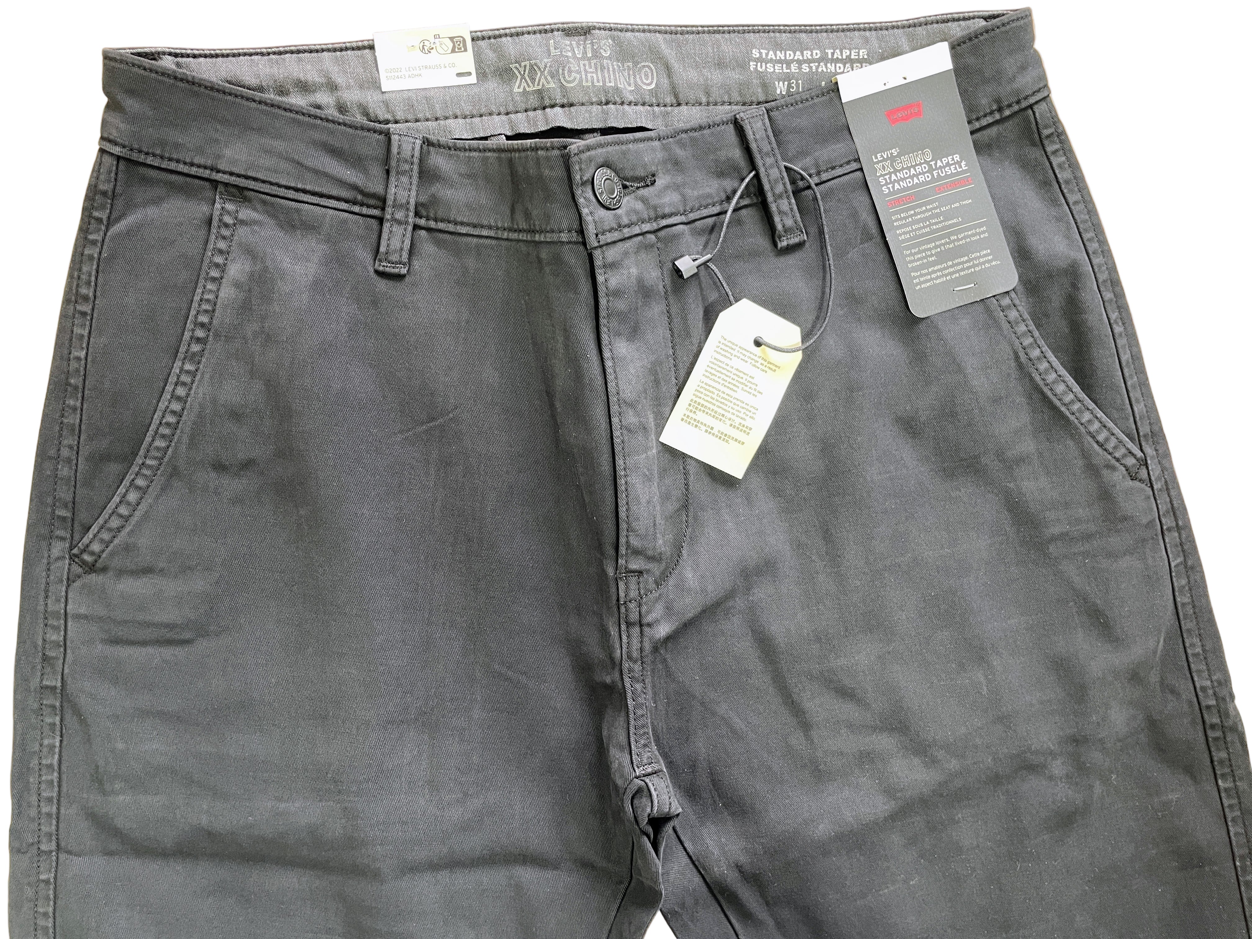 Levi’s XX Chino Standard Taper men’s black pants with tags, front view