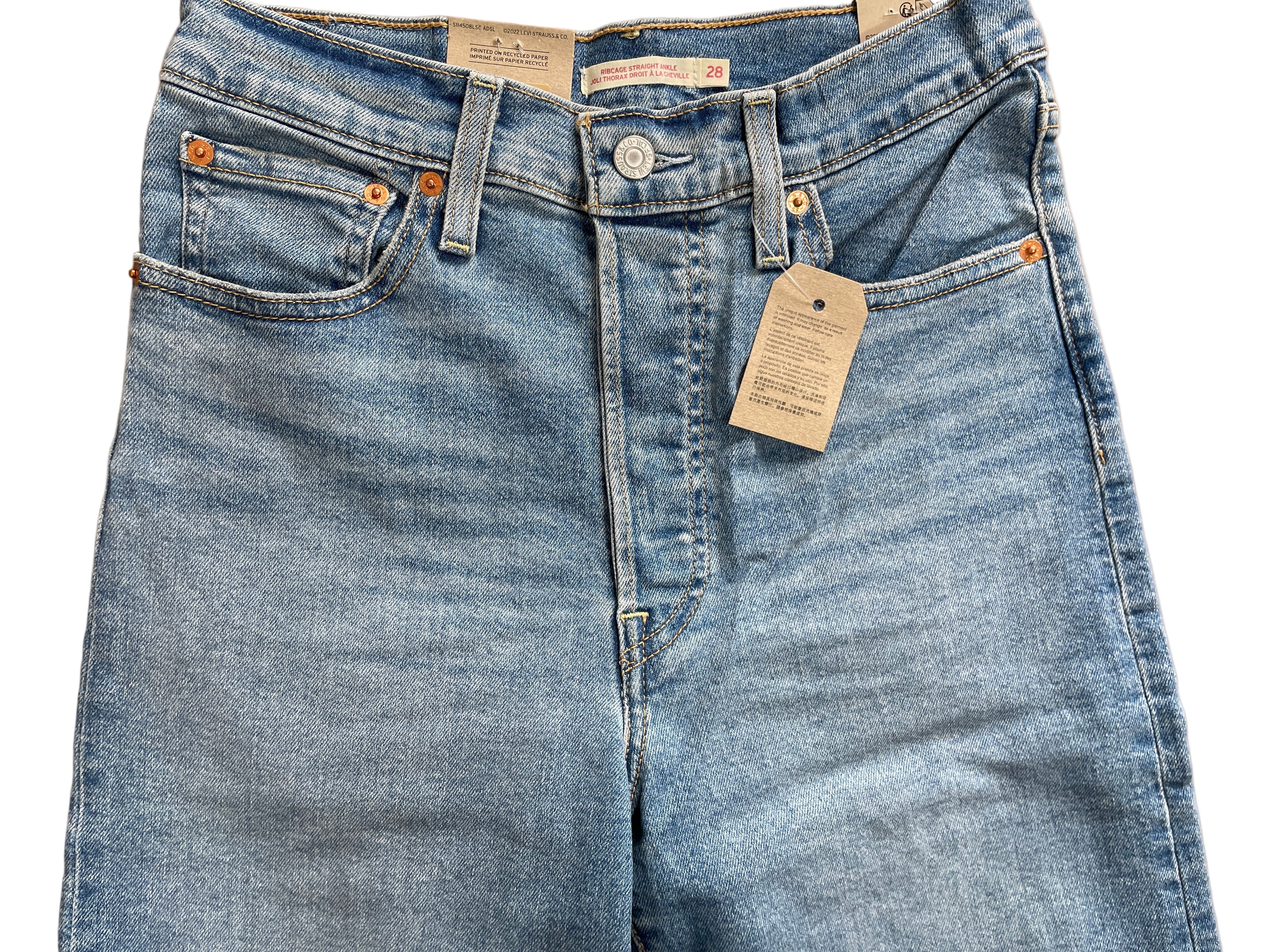 levi's ribcage straight ankle women's jeans light wash front view