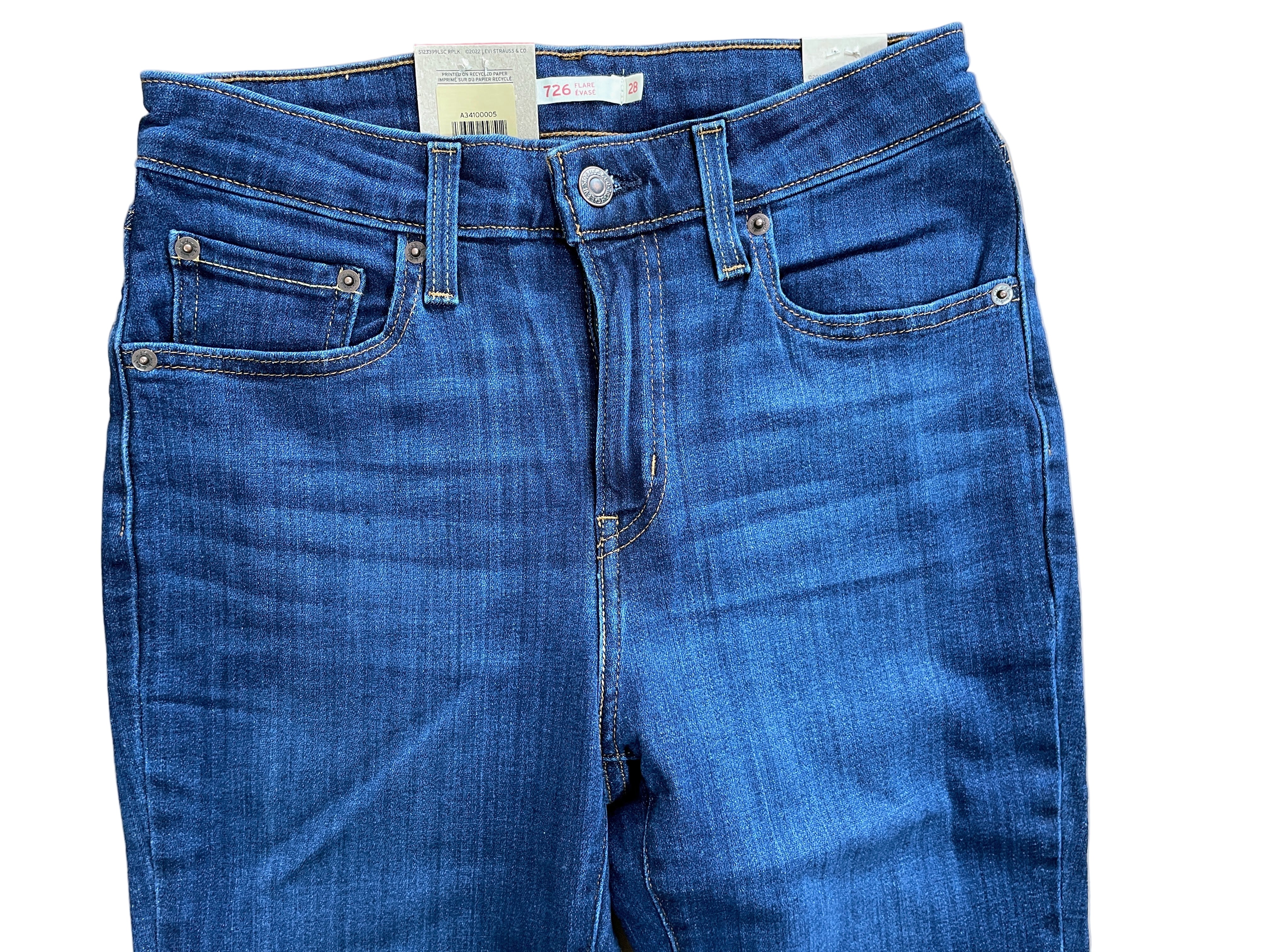 levi's 726 flare women's jeans dark wash 28x30 front view