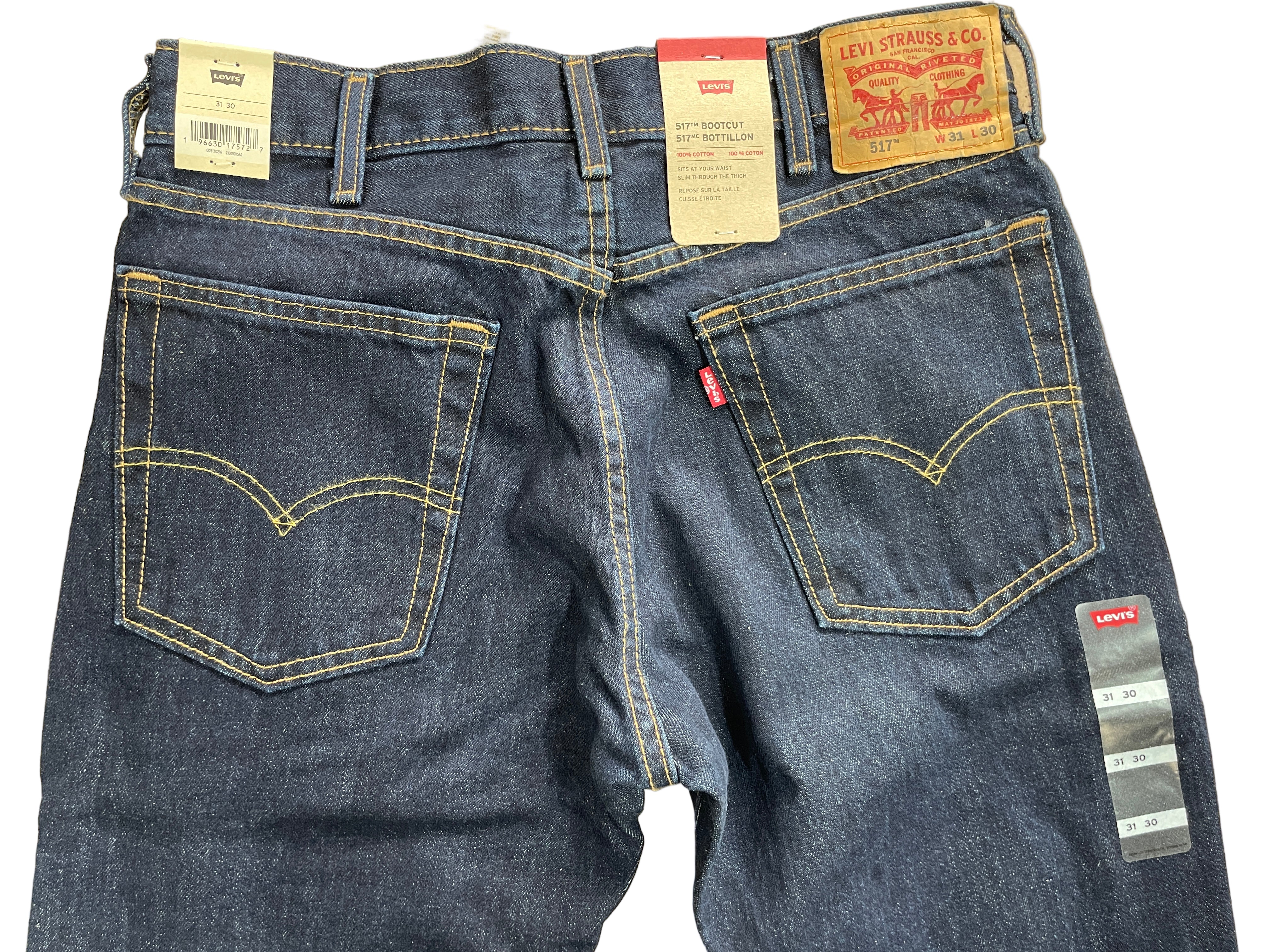 levi's 517 bootcut men's jeans dark wash 31x30 back view