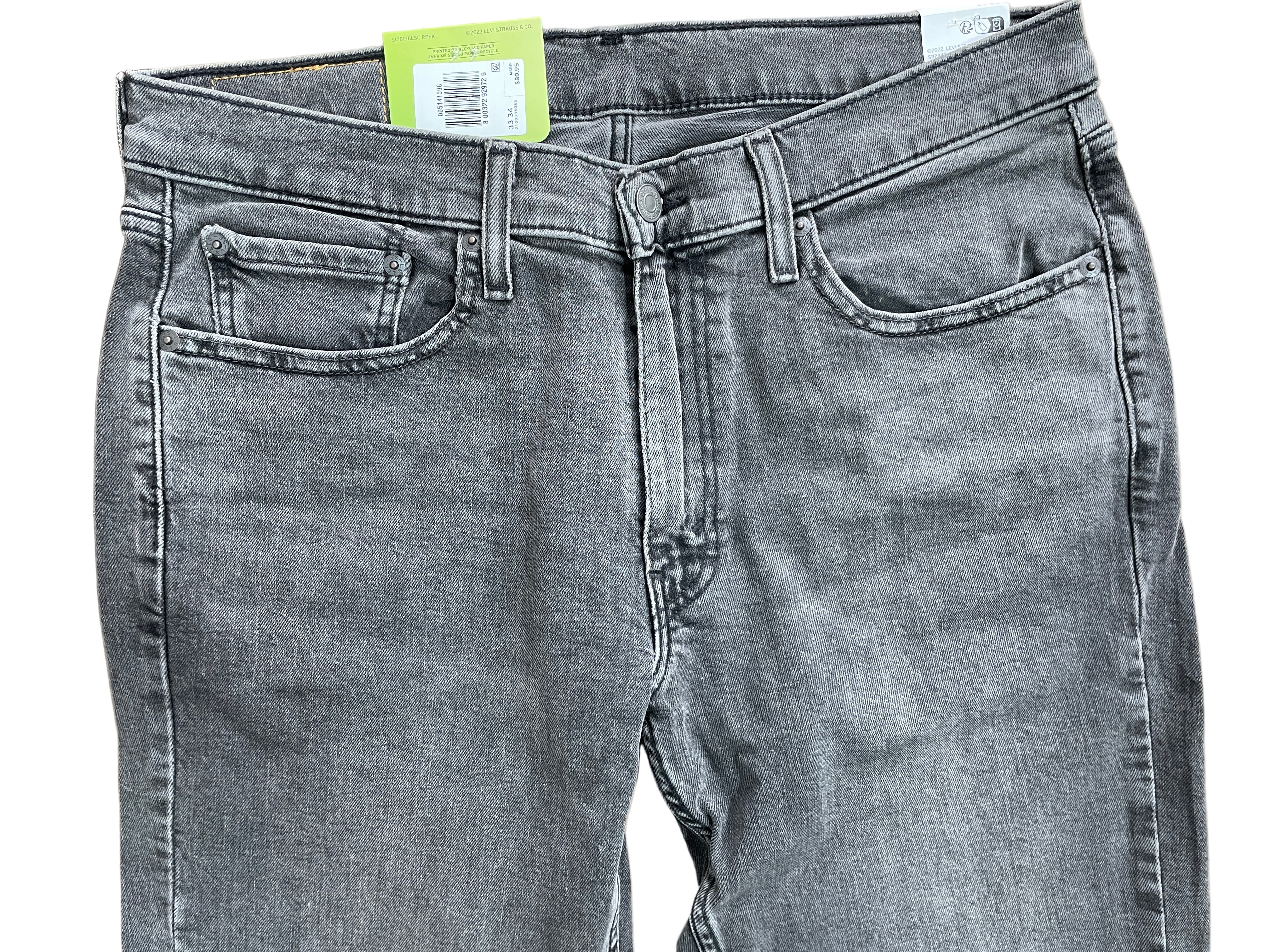 Levi's 514 grey men's jeans size 33x34 front view