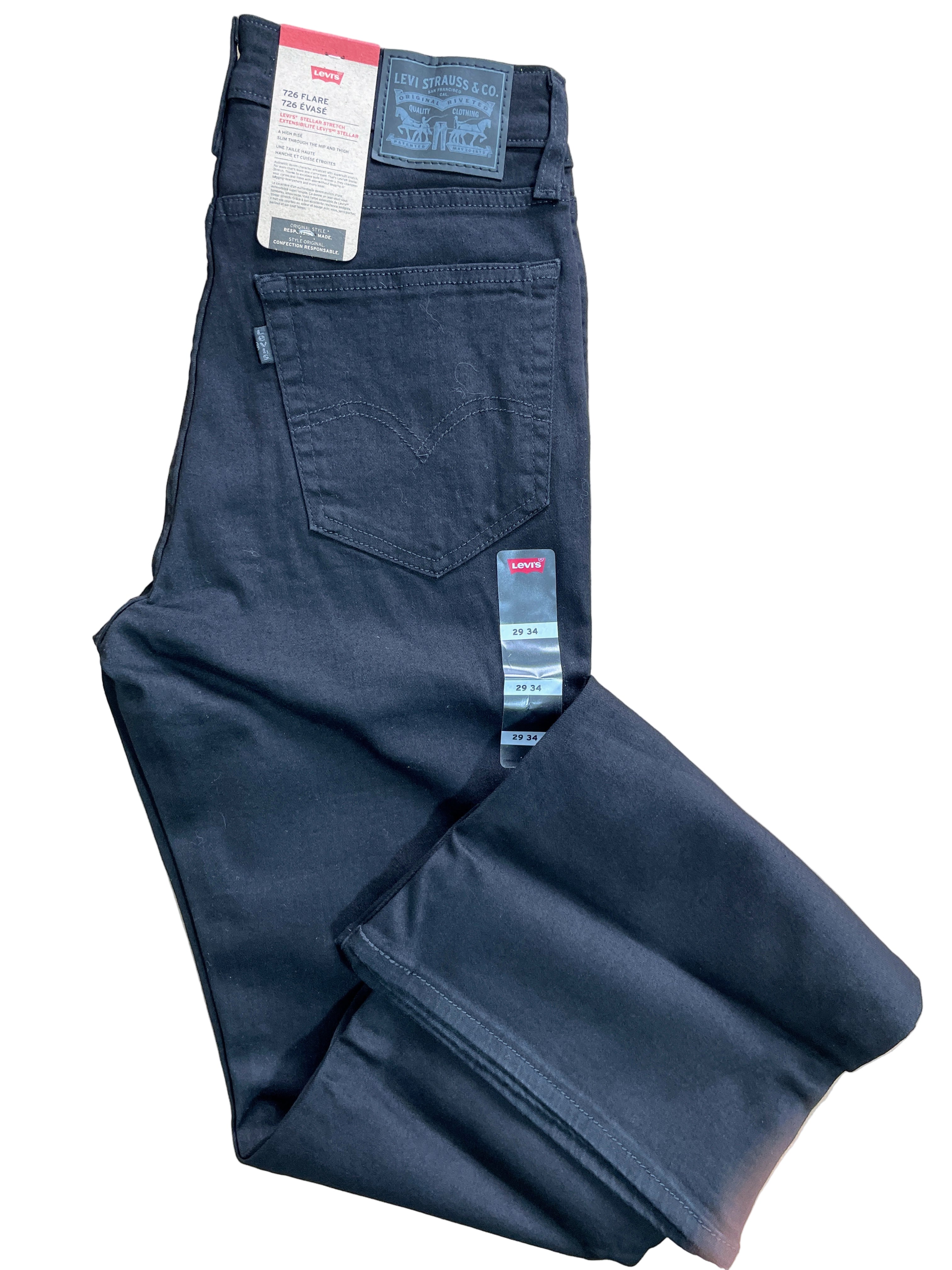 Levi's 726 Flare black jeans folded