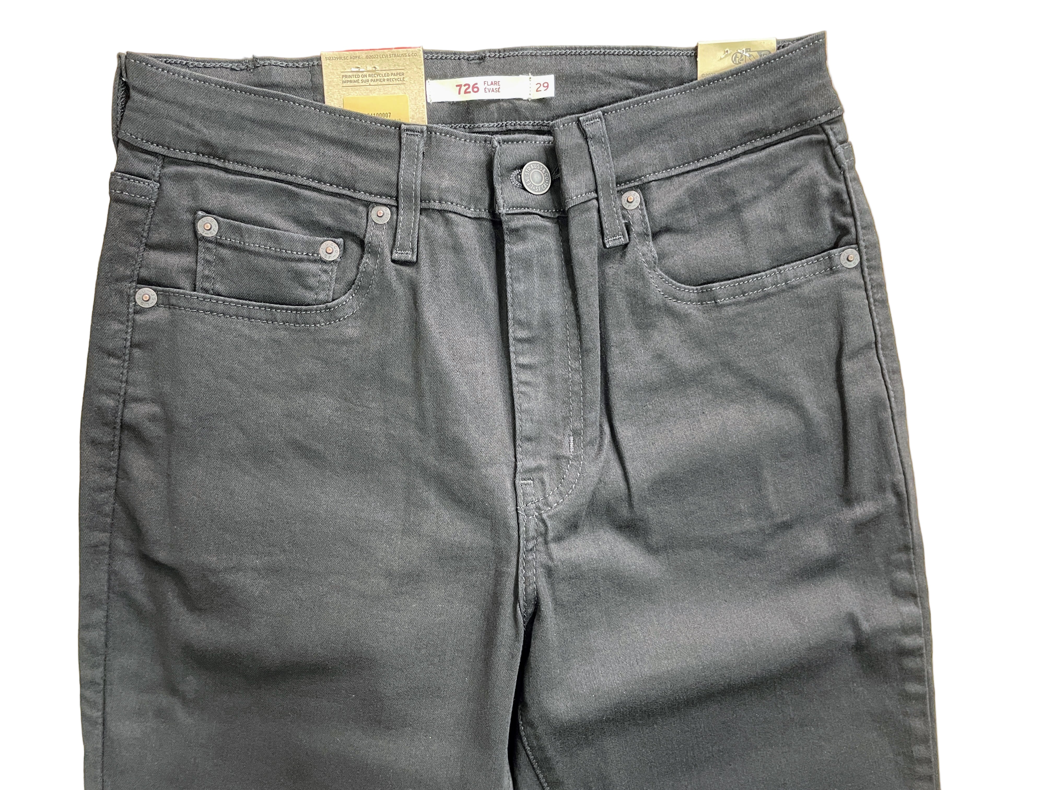Levi's 726 Flare black jeans front view