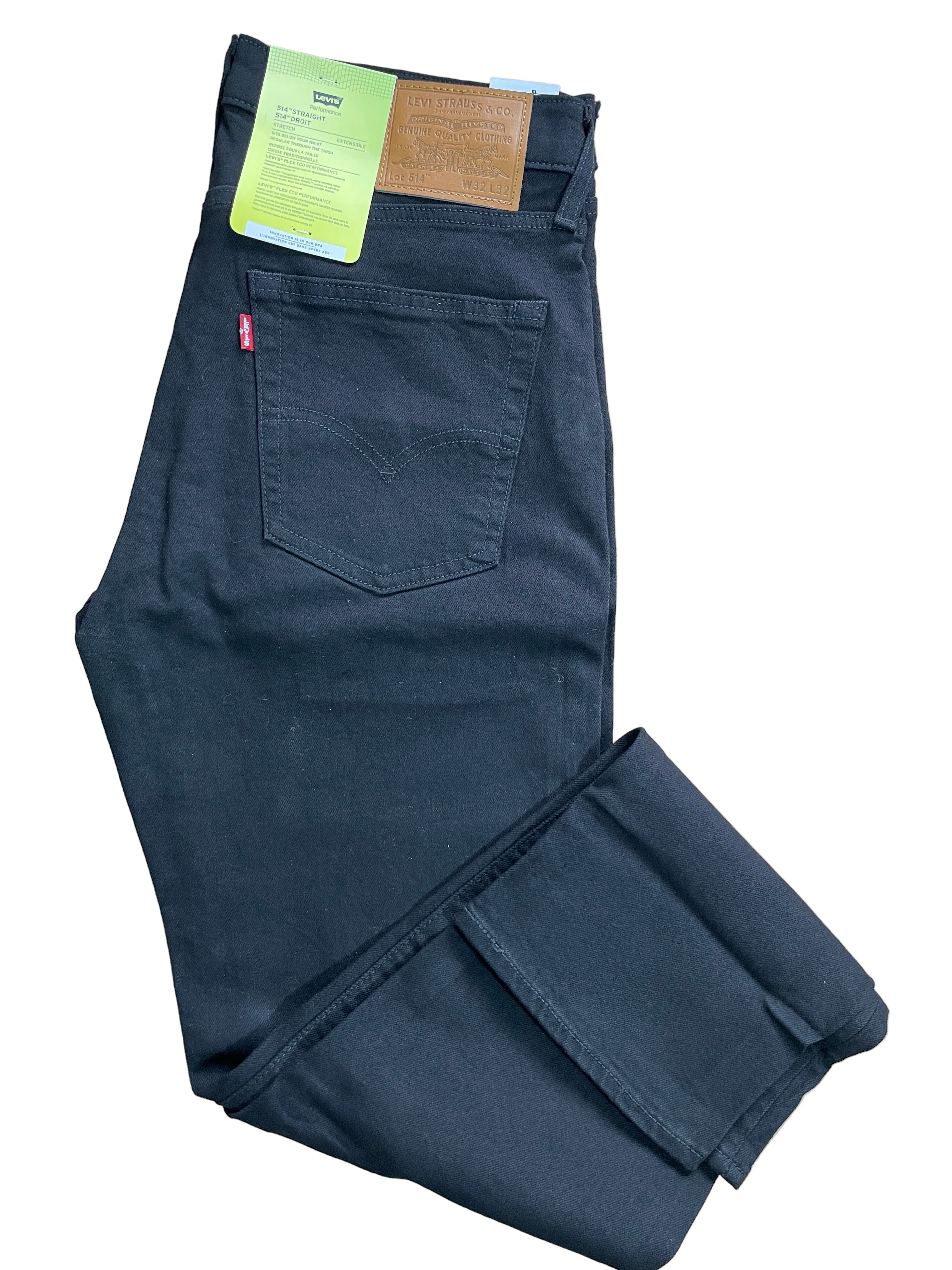 Levi's 514 black straight jeans folded