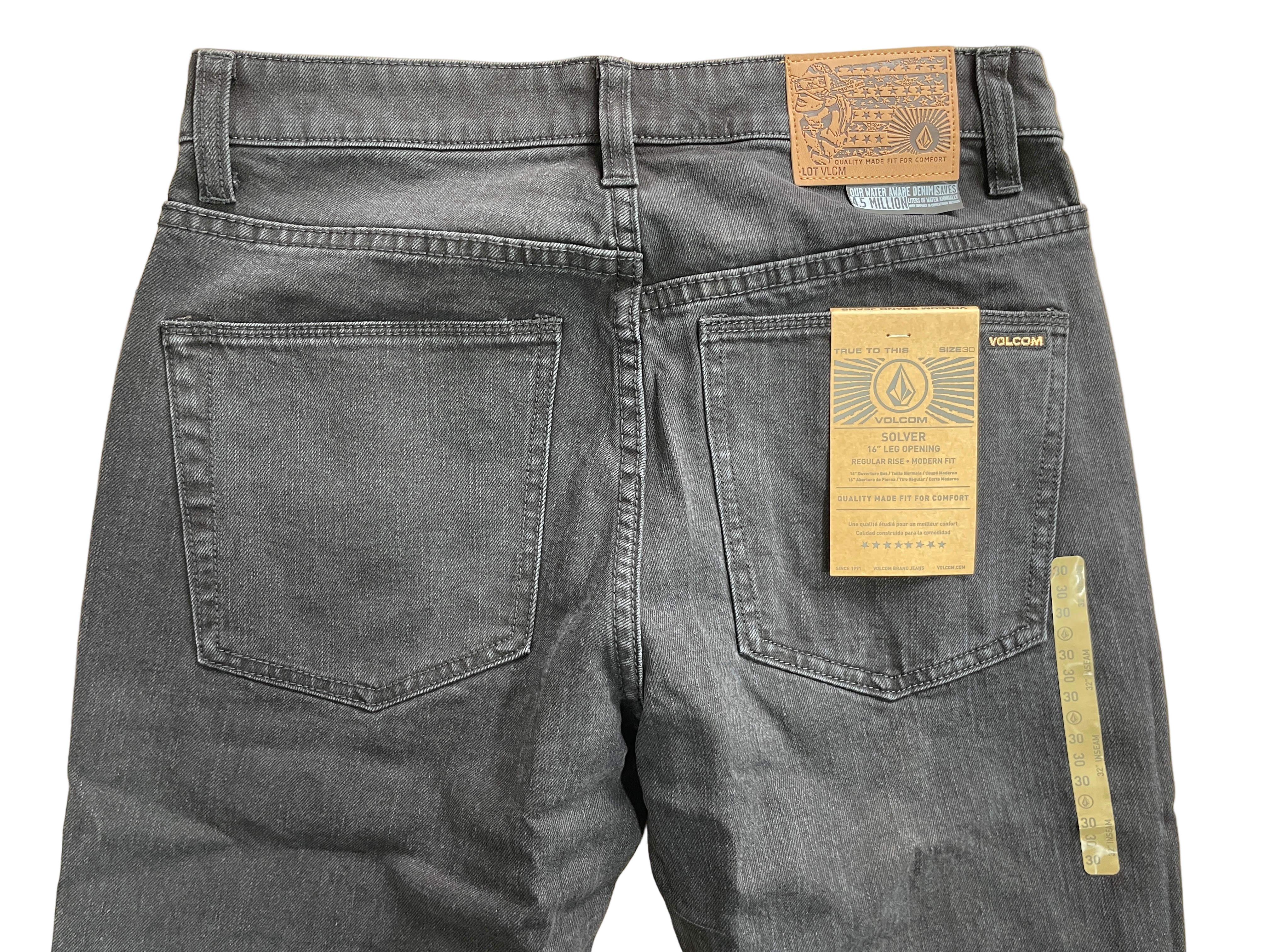 volcom mens black jeans back view