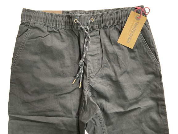tainted denim black utility men's pants front view