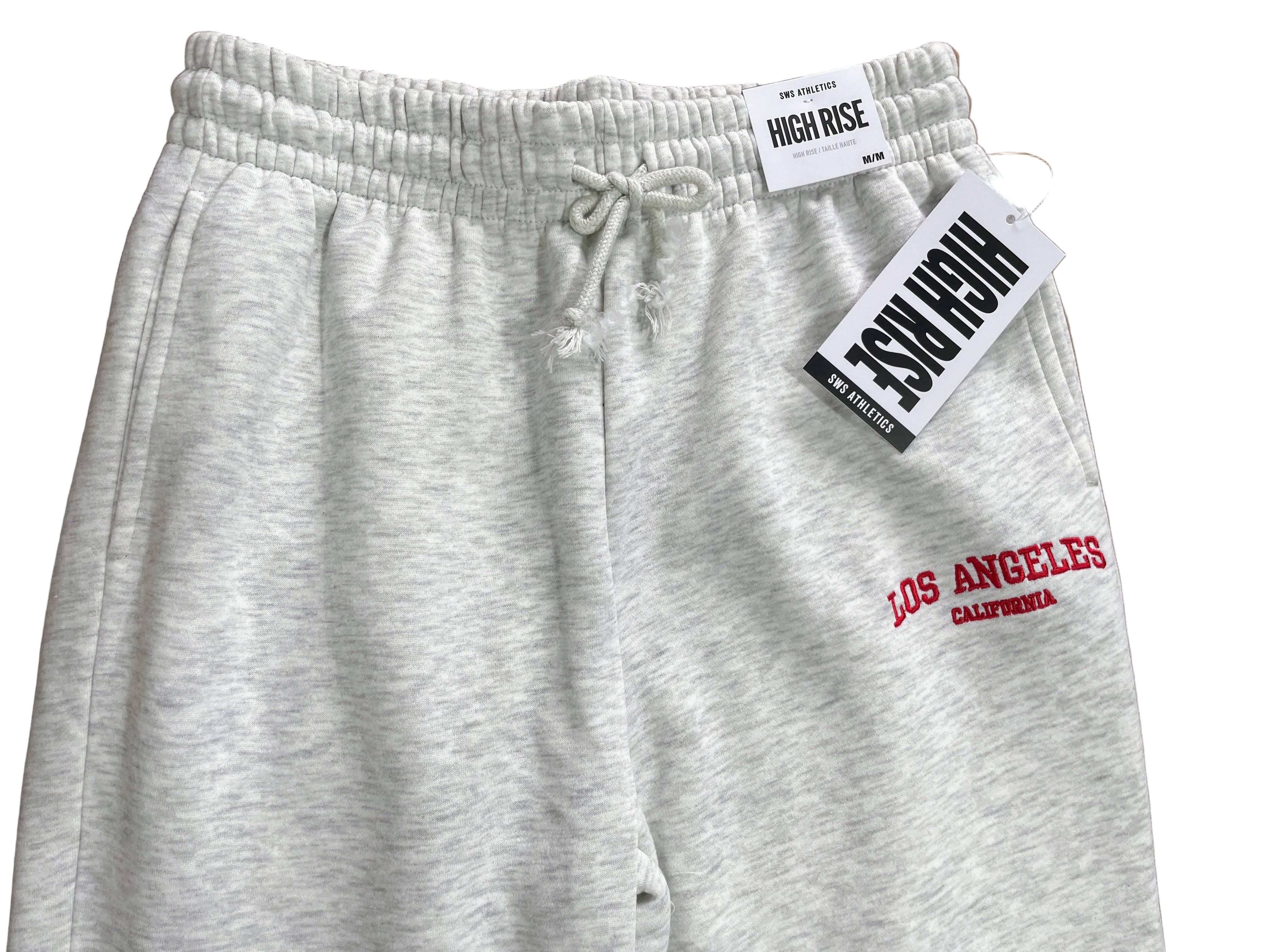 sws athletics high rise sweatpants grey los angeles california front view