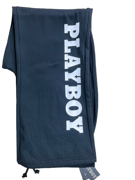 leg of sweatpants that say Playboy