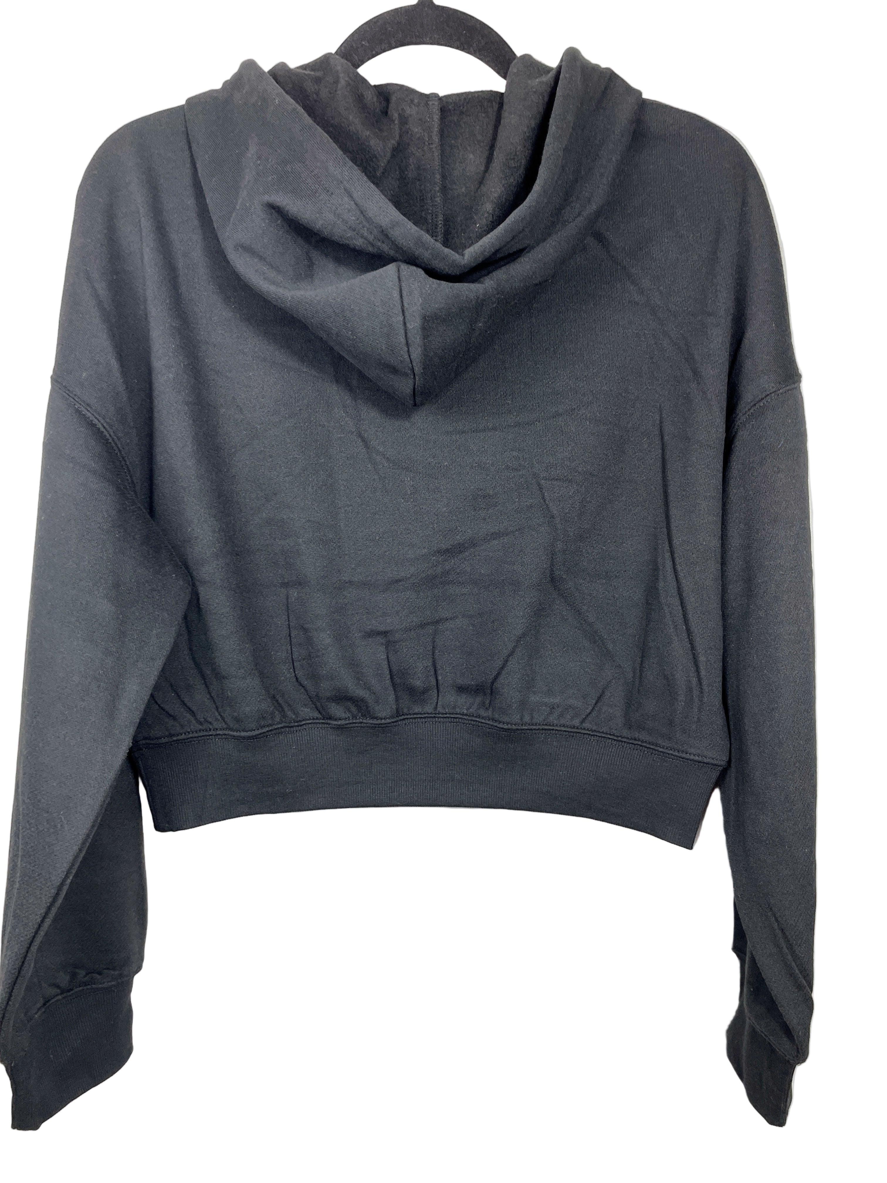 black hoodie on hanger