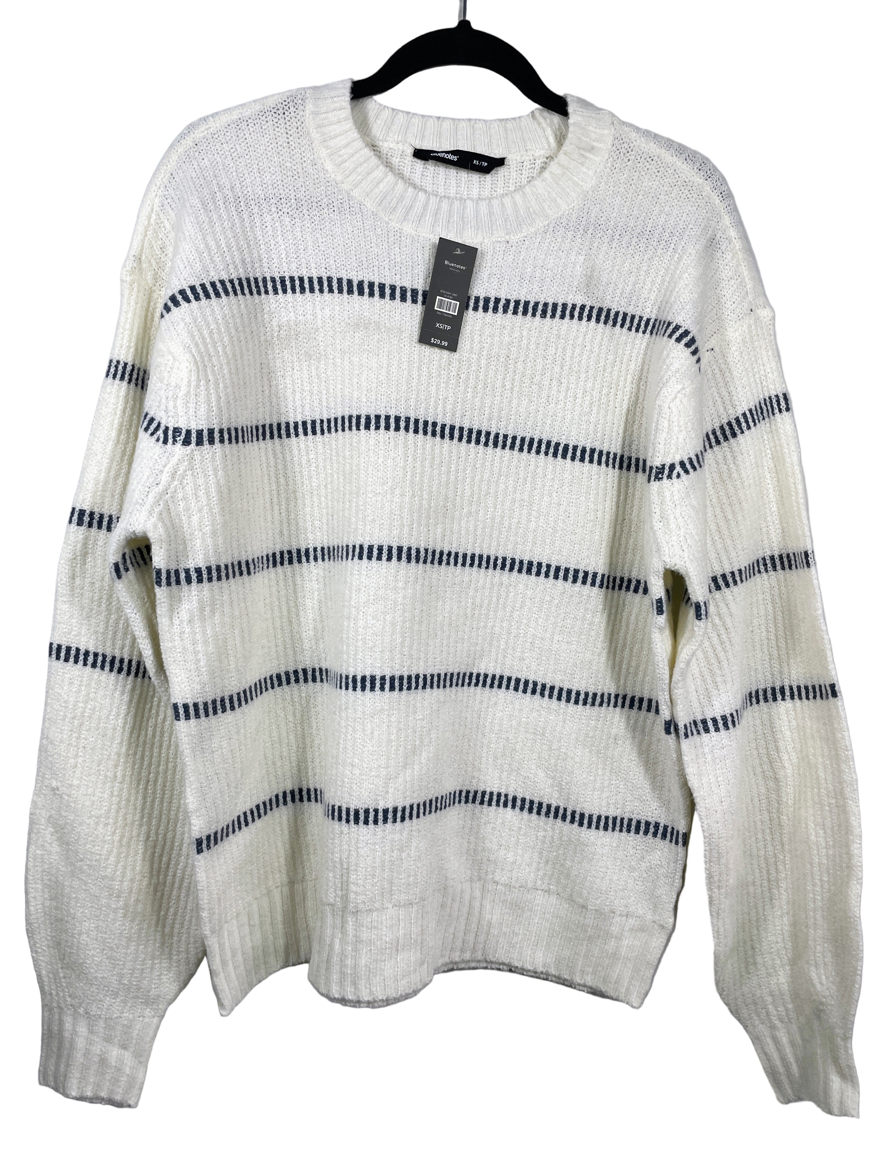 Bluenotes cream oversized sweater with charcoal stripes front view