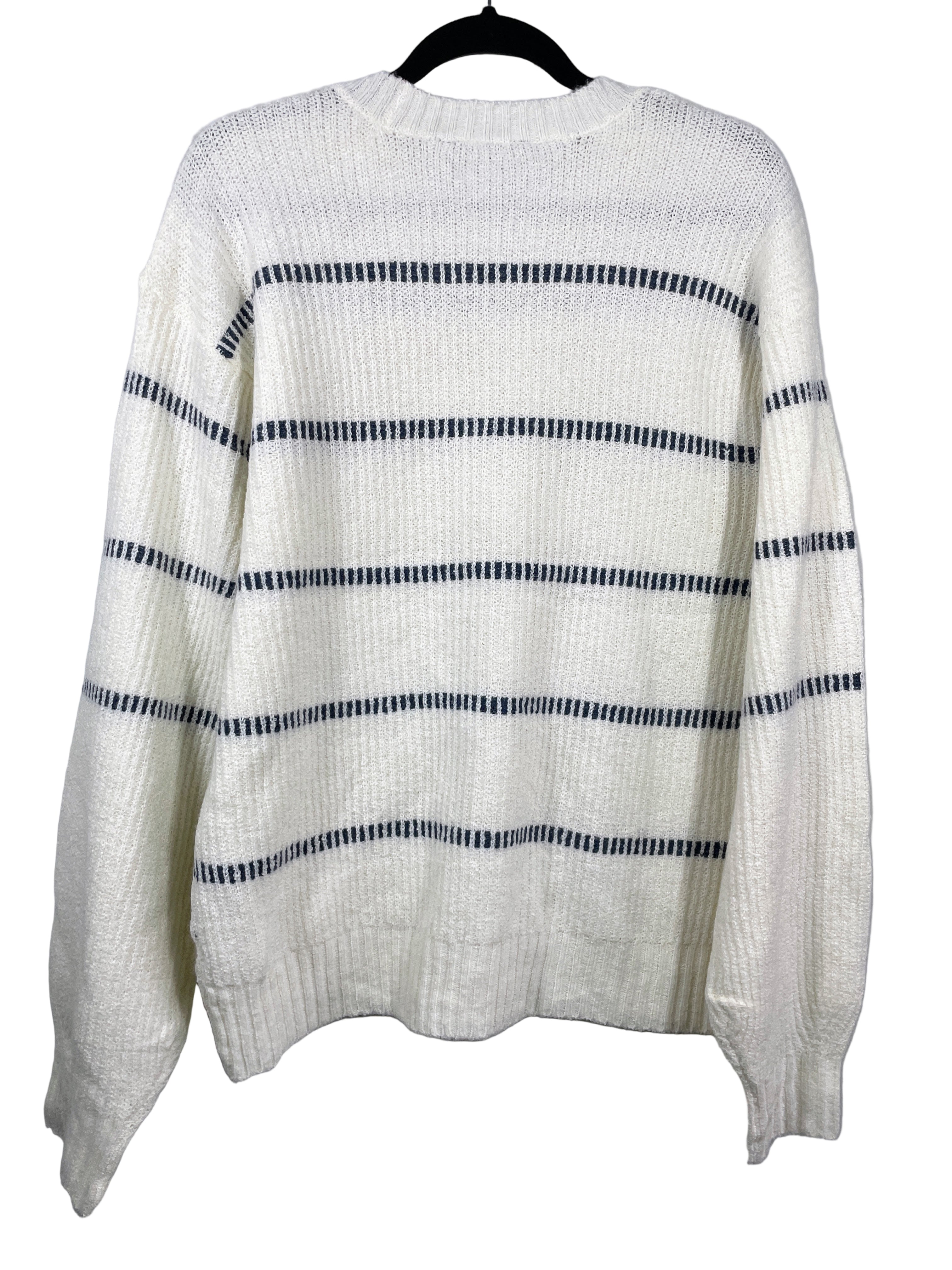 Bluenotes cream oversized sweater with charcoal stripes back view