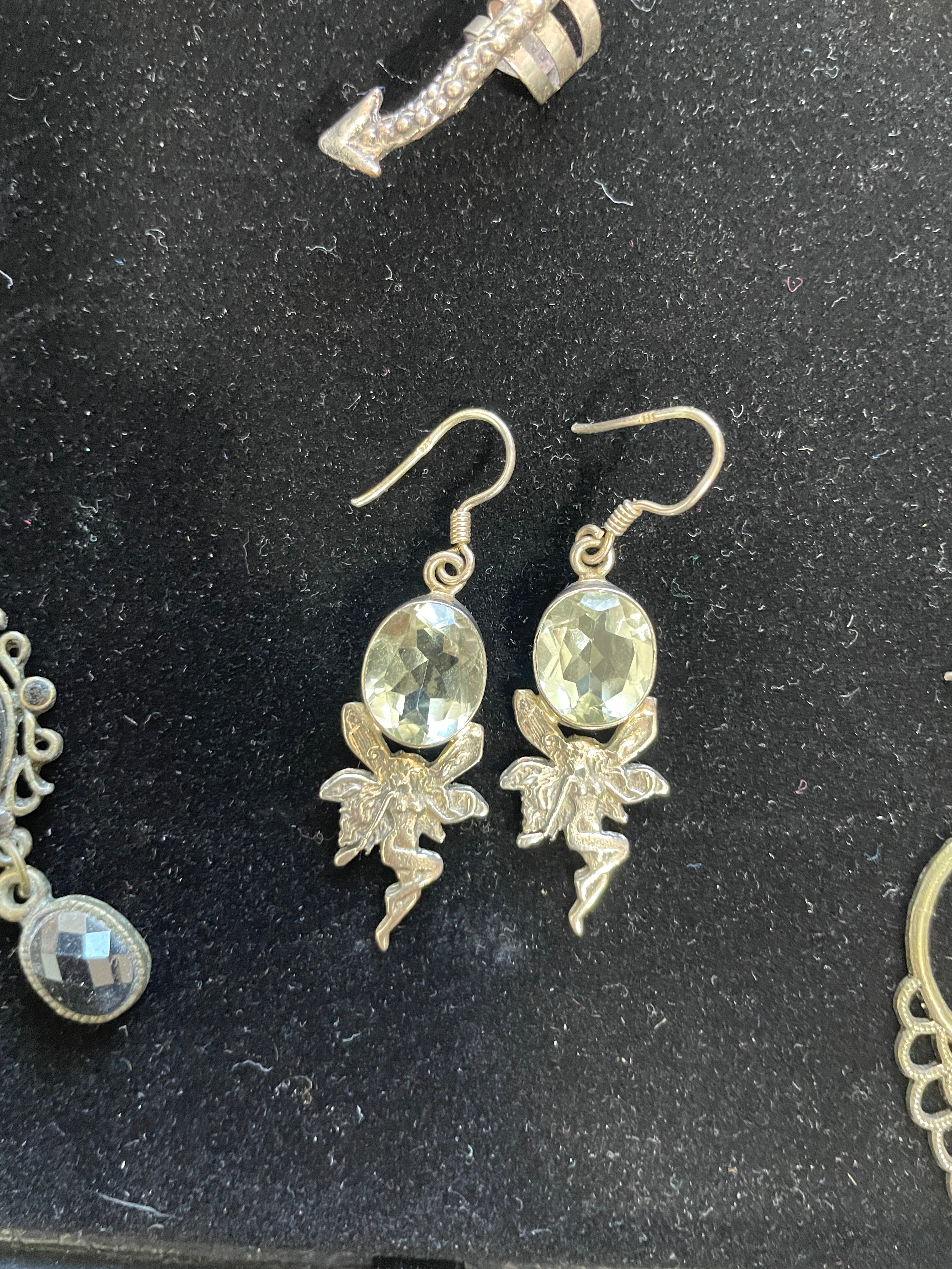 Fairy drop earrings with rhinestone tops